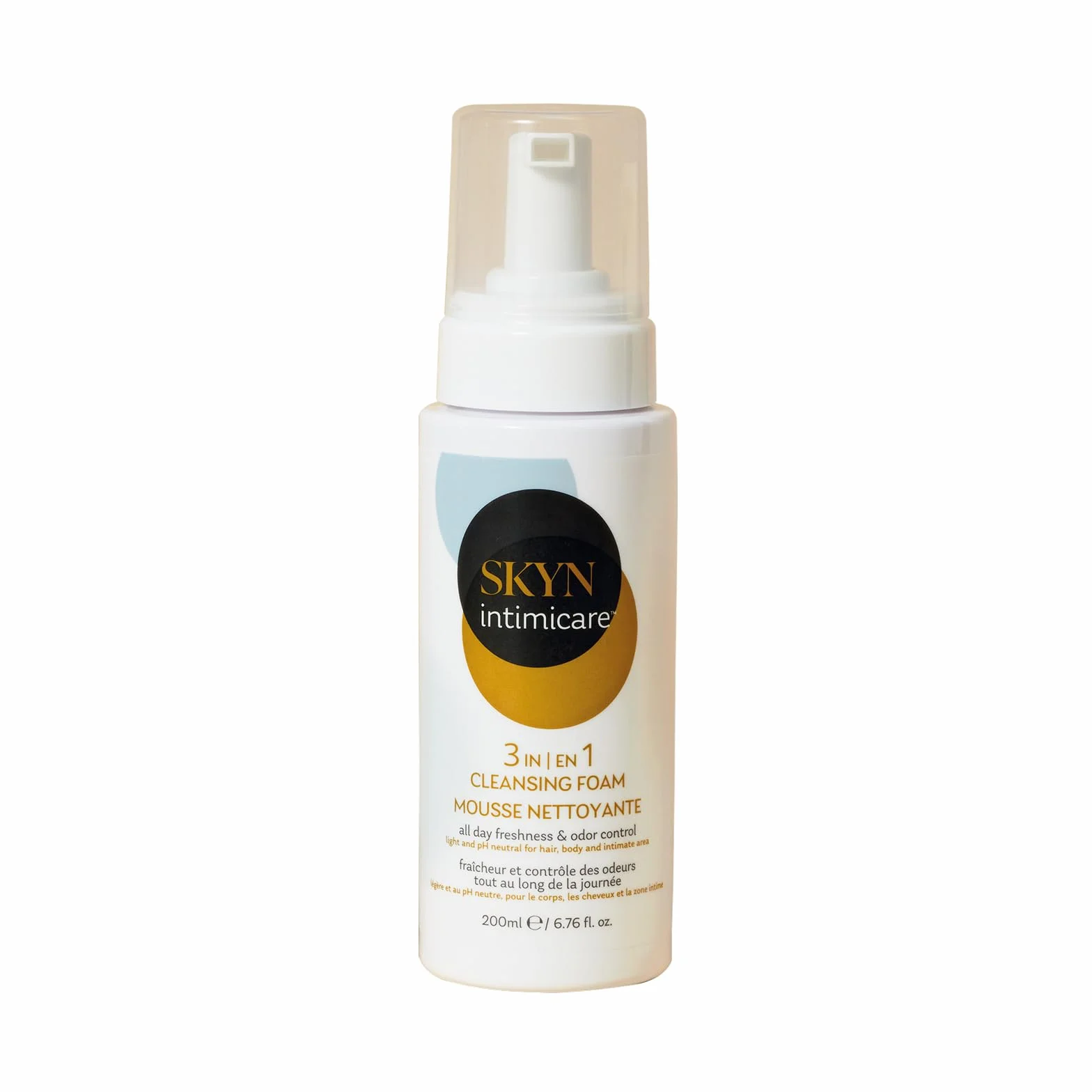 SKYN Intimicare: Pianka oczyszczająca intymna 3 w 1 (200 mL) dla mężczyzn i kobiet do włosów, ciała i okolic intymnych/nawilżenia, kontrola zapachu, pH zrównoważone. Testowana dermatologicznie
