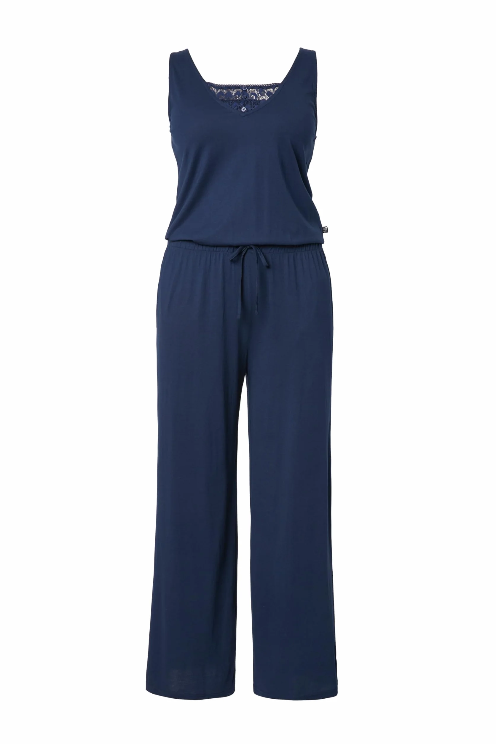 Ulla Popken Damskie duże rozmiary, duże rozmiary, plus size, kombinezon, koronka, dekolt w serek, bez rękawów, niebieski (nachtblau), 58-60