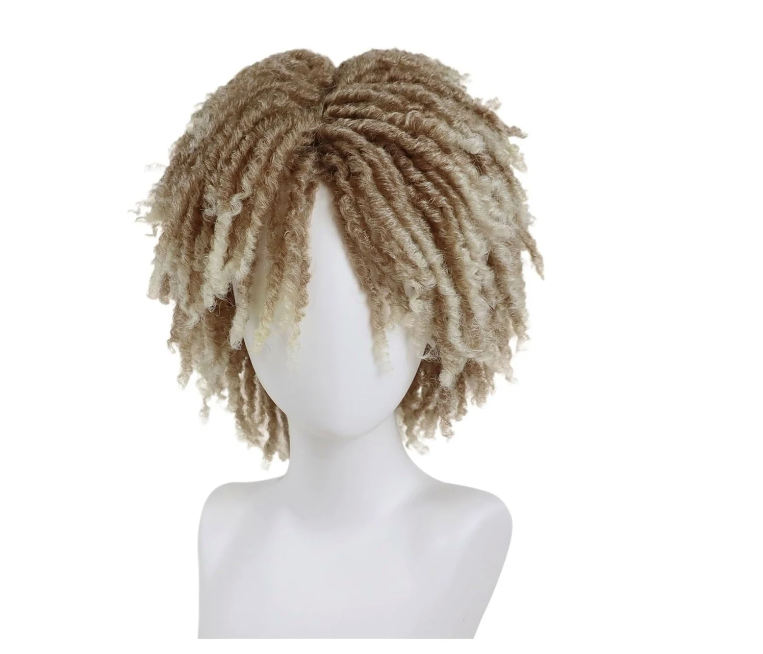 1 Szt. Peruka Z Dredami Fałszywe Dredy Włosy Syntetyczne Krótkie Kręcone Warkocze Peruki Dla Kobiet I Mężczyzn Afro Szydełkowe Męskie 14 Cali(Ombre Blonde)