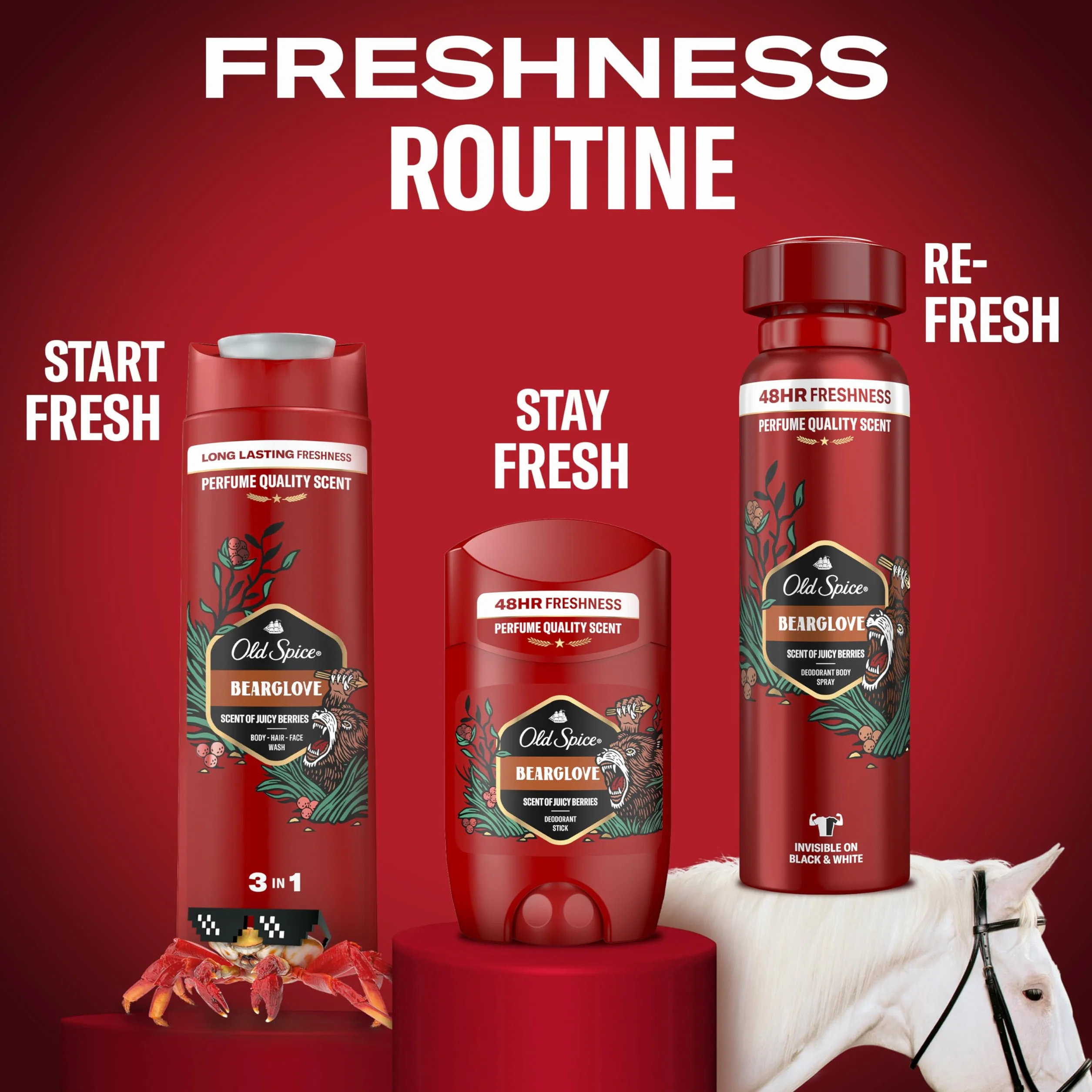 Old Spice Bearglove Żel Pod Prysznic I Szampon Dla Mężczyzn 400ml, Uniwersalna Formuła 3 w 1 Do Mycia Ciała, Włosów i Twarzy, Długotrwała Świeżość, Zapach O Jakości Perfum, Głębokie Oczyszczanie