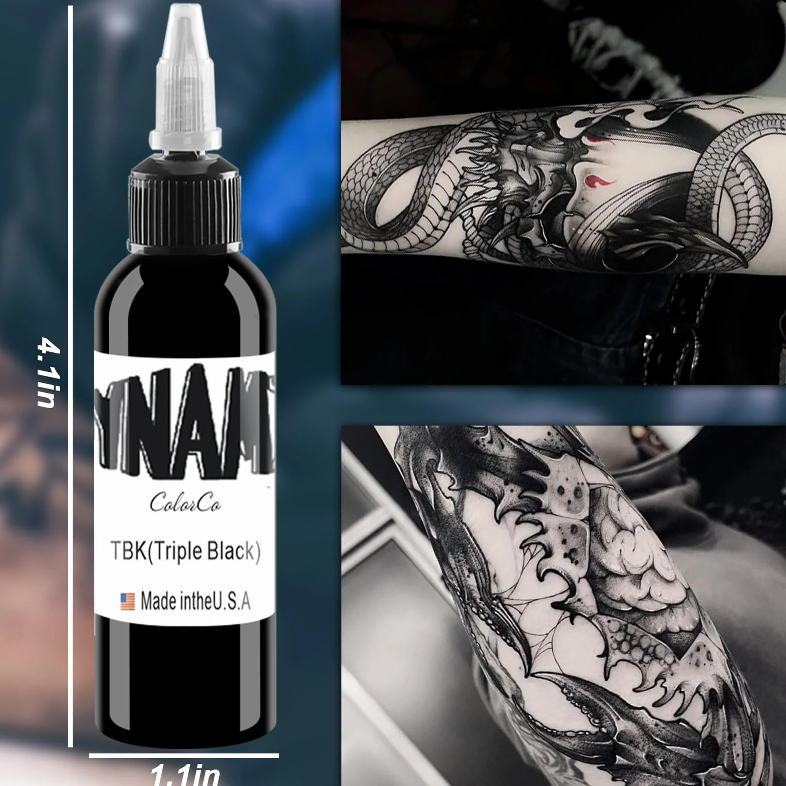 UMIKAkitchen Czarny tusz do tatuażu – permanentny makijaż ciała do podszewki i cieniowania tatuażu (30 ml)