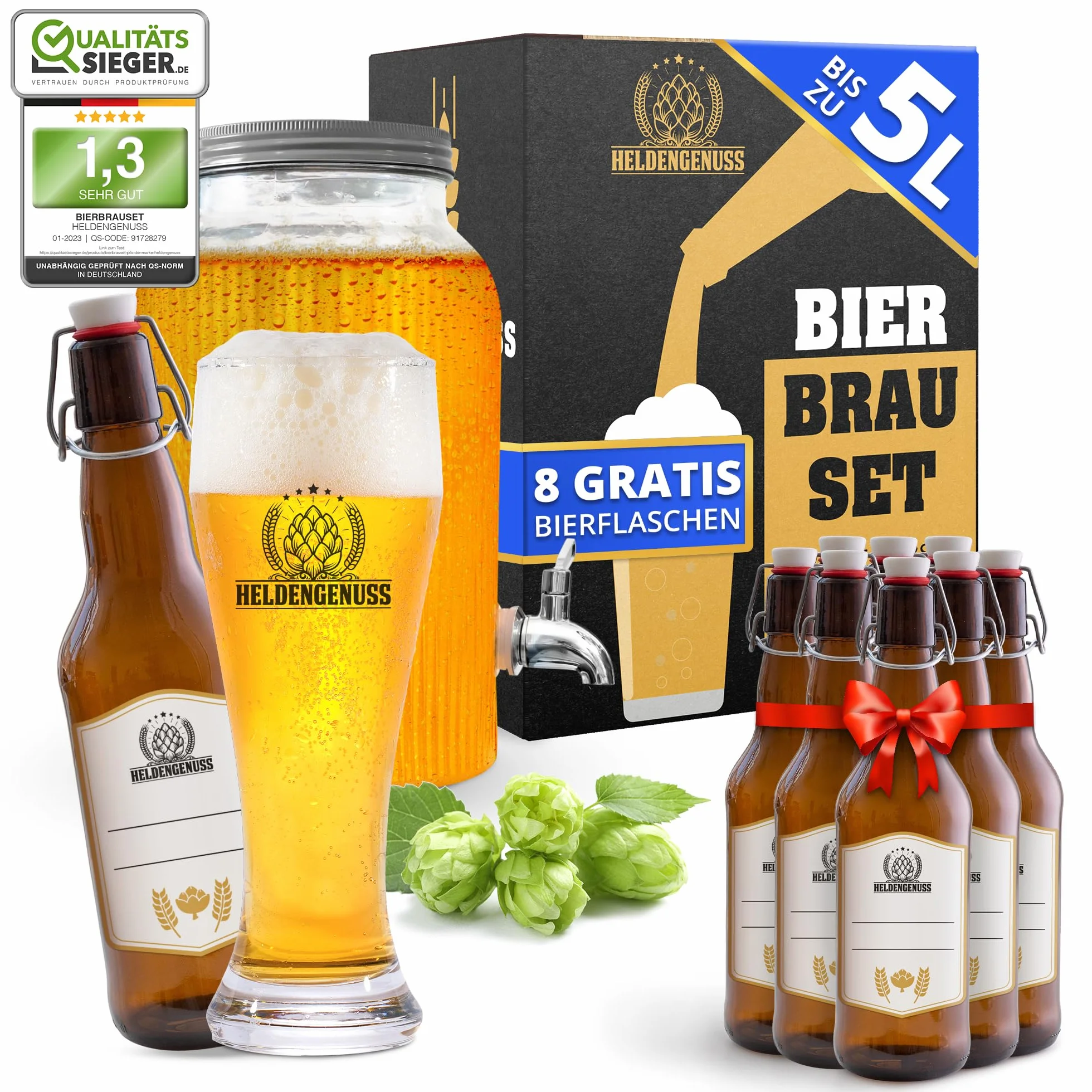 Zestaw do warzenia piwa pszenicznego – 5 l piwa – [prawdziwe doświadczenie warzenia] – zestaw do warzenia piwa z instrukcją wideo (może nie być dostępna w języku polskim) – prezent dla