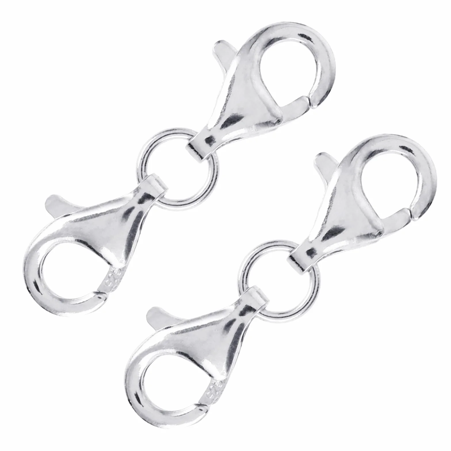 TIESOME 2 Pack 925 Sterling Silver Podwójne otwieranie Zapięcia homara, Podwójne otwieranie Naszyjnik Przedłużenie podwójne zakończenie Projekt Przedłużacz bransoletki Podwójne złącze pazurowe