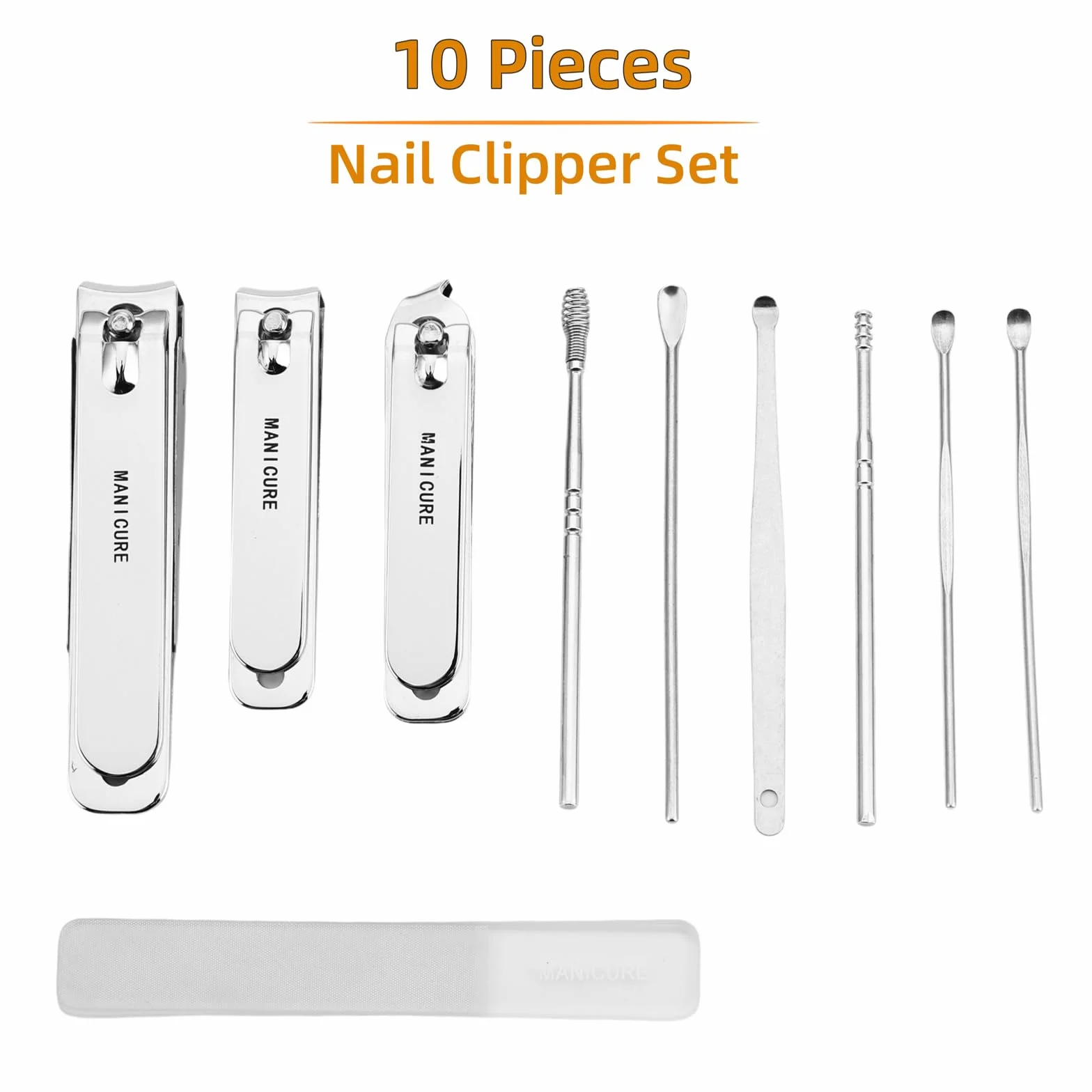 zestaw do manicure 10-częściowy z sztucznej skóry, idealny na każdą podróż! Obcinacz do paznokci, ultra Wide Jaw Opening, obcinacz do paznokci u rąk i stóp, stal szlachetna premium