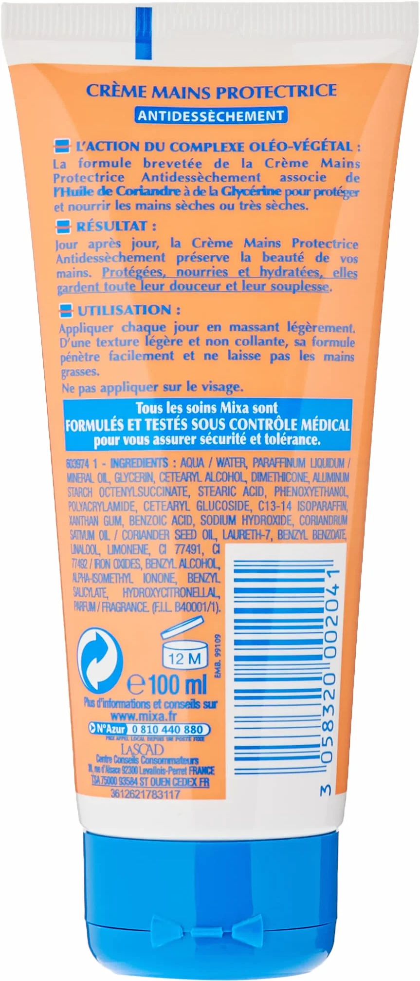 Mixa Intensive Skin Dry - 100% olej roślinny ochronny krem do rąk - ochronny krem do rąk - 100 ml