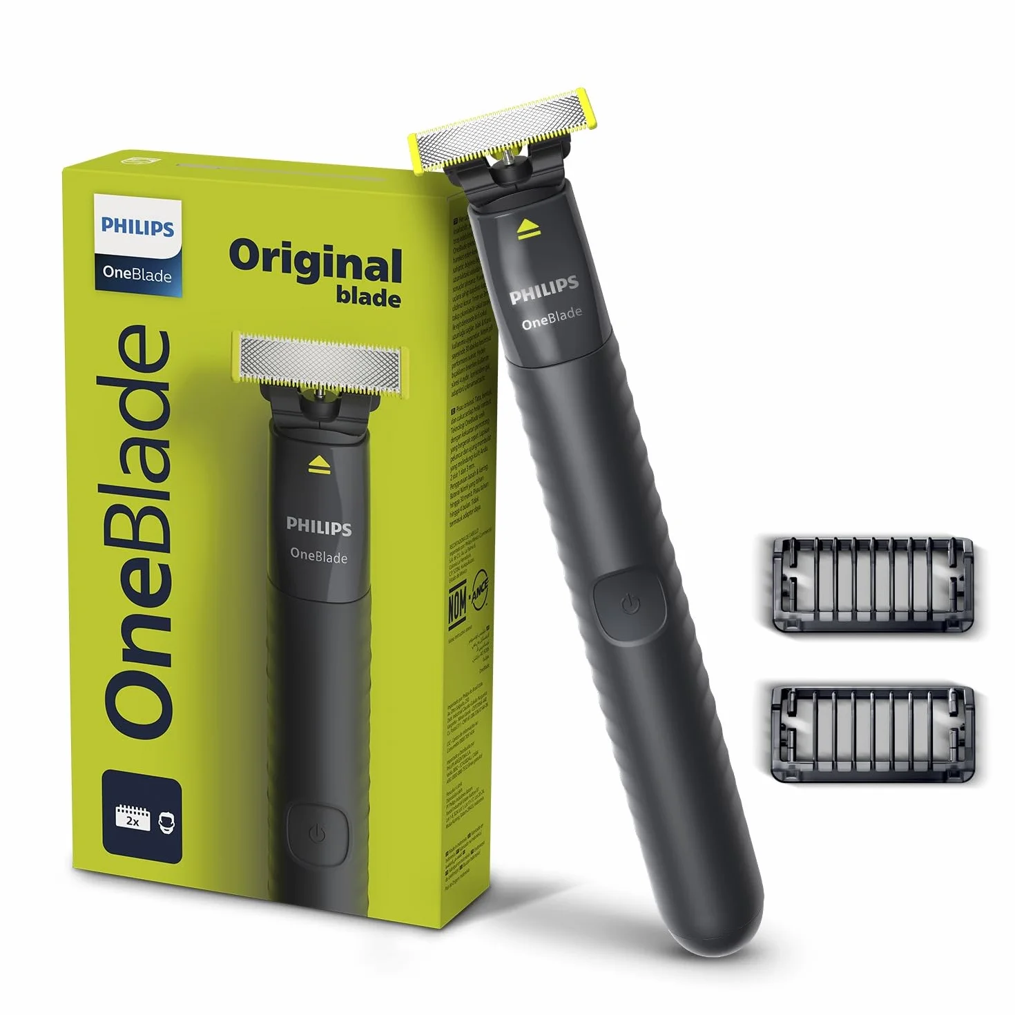 Philips OneBlade QP1424/10 trymowanie krawędzi i golenia, 2 x grzebienie do ścieru Click-on (1,3 mm), do ponownego ładowania, do stosowania na mokro i na sucho