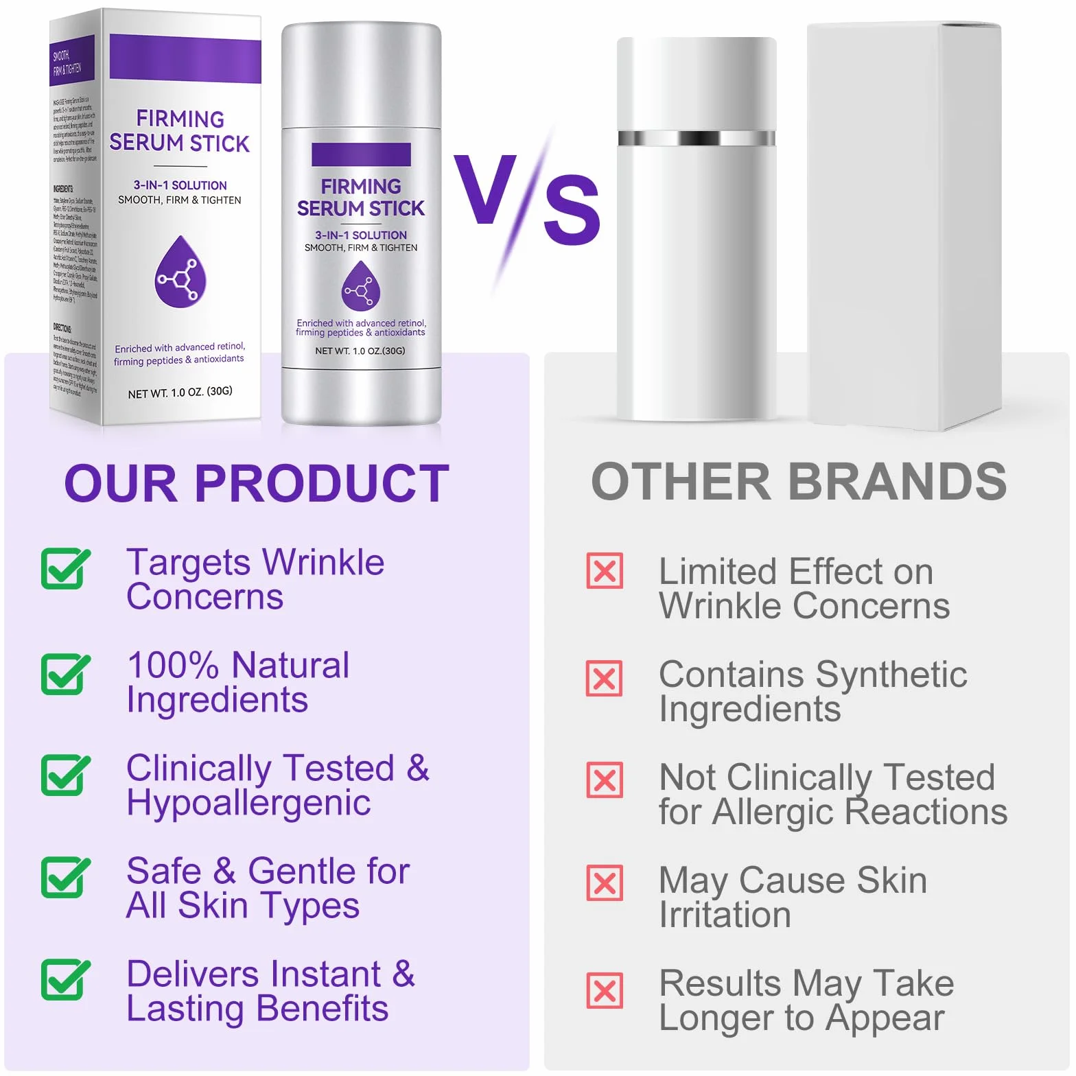 Retinol Ujędrniające serum w sztyfcie, Advanced Retinol Firming Serum Stick, peptydy zapobiegające zmarszczkom, pałeczki kolagenowe, przeciwzmarszczkowe, do ciała, podnoszenia