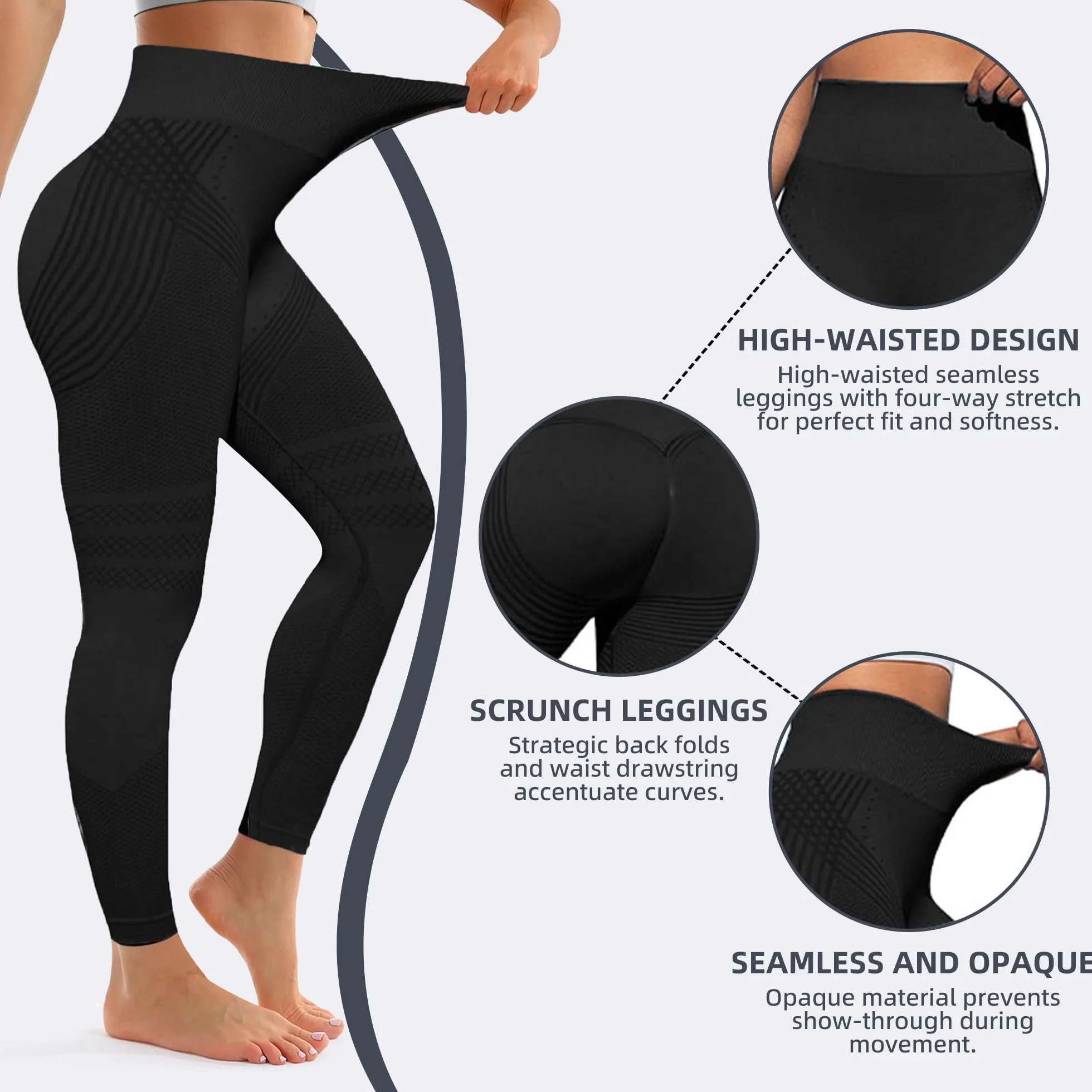 Legginsy antycellulitowe, damskie legginsy sportowe, długie, kompresyjne, pośladki, push-up, nieprzezroczyste, do jogi, pilatesu