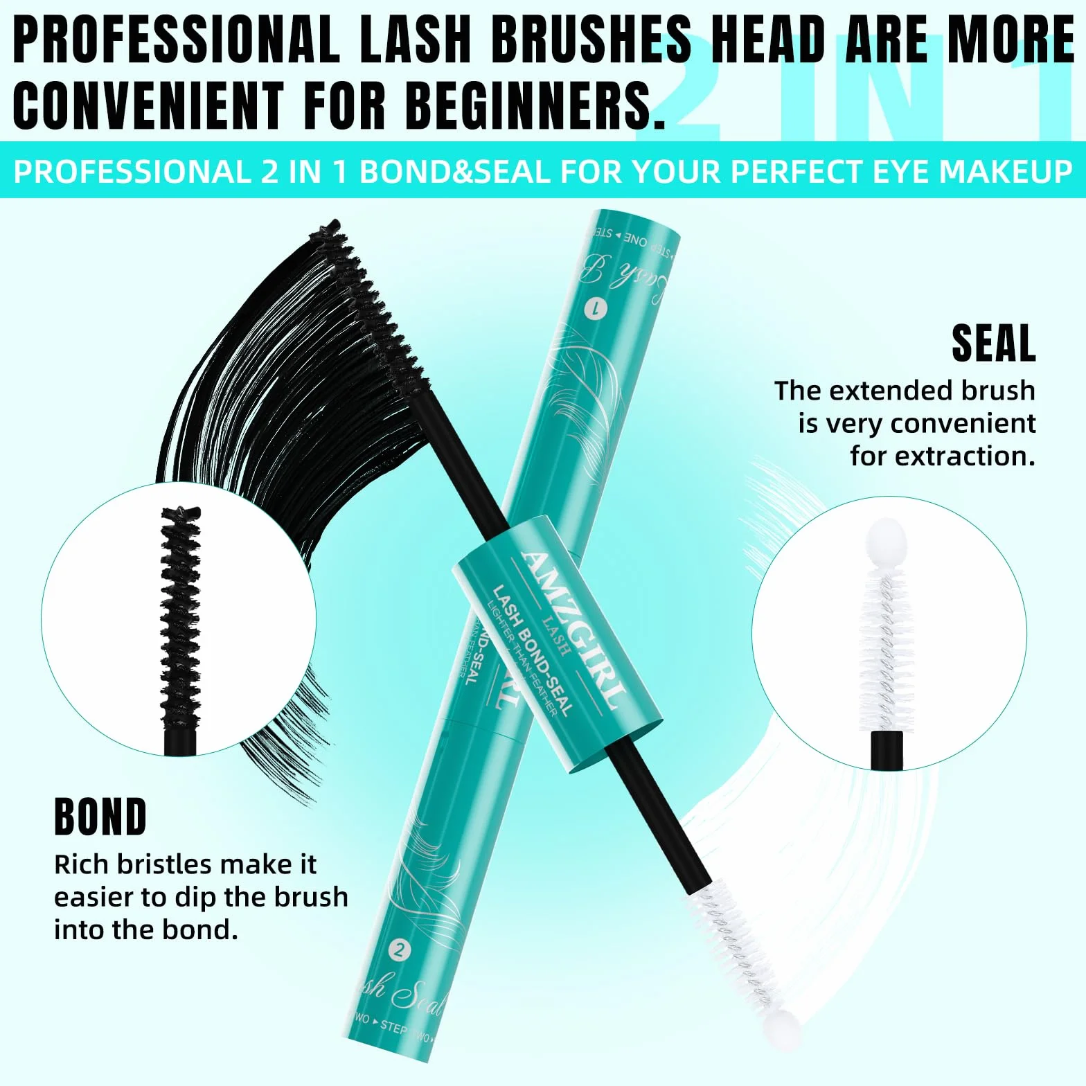 Lash Bond i Seal Rzęsy Cluster Klej do rzęs do rzęs Lash Wall Glue 12 ml długotrwały 72 godzin czarny + 2 w 1 DIY (Yumao)