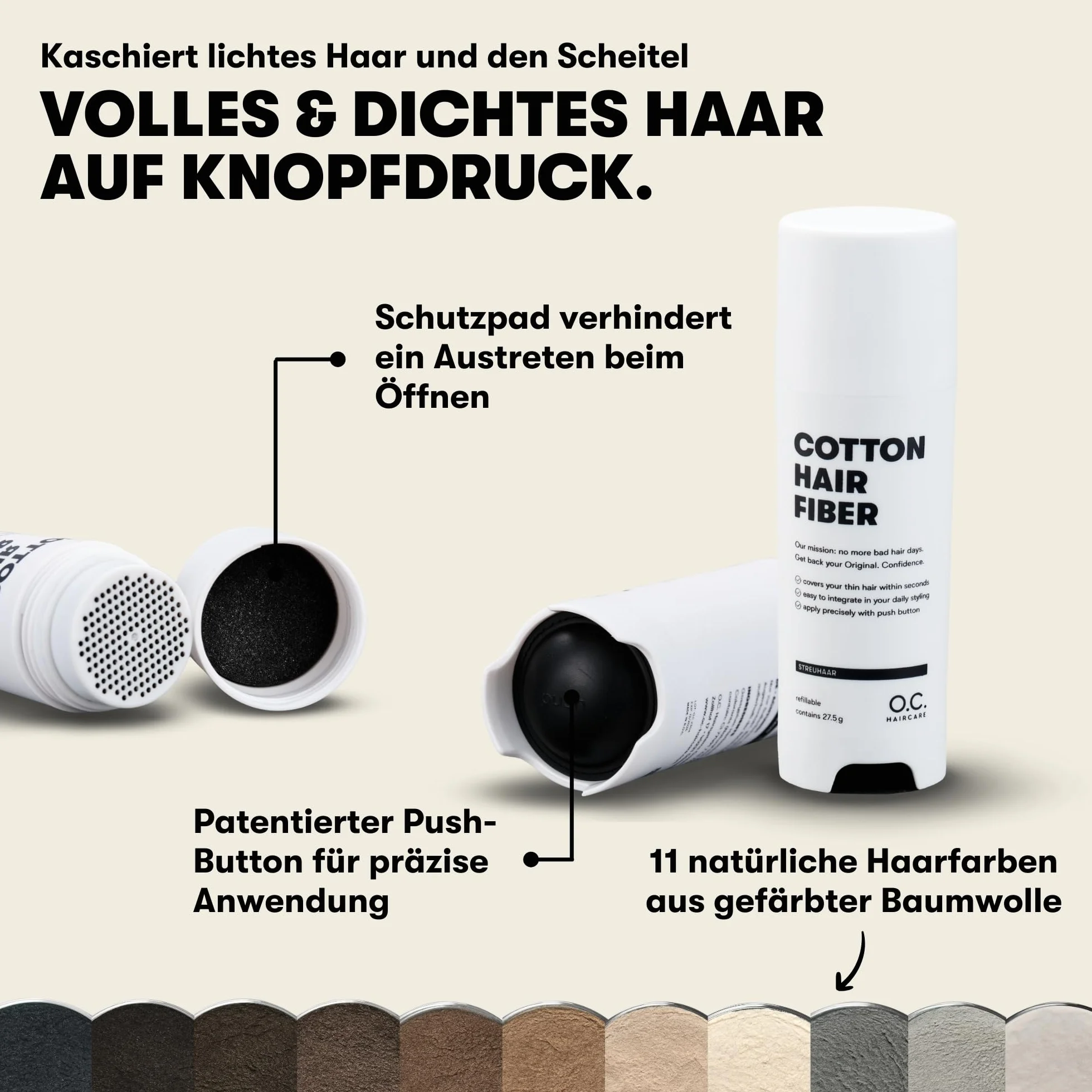 O.C. HAIRCARE mikrowłókna do zagęszczania włosów - na czubki, łysiny na czole i tył głowy - zalecane przez wiodące salony - 11 kolorów - odporne mikrowłókna (jasnobrązowe)