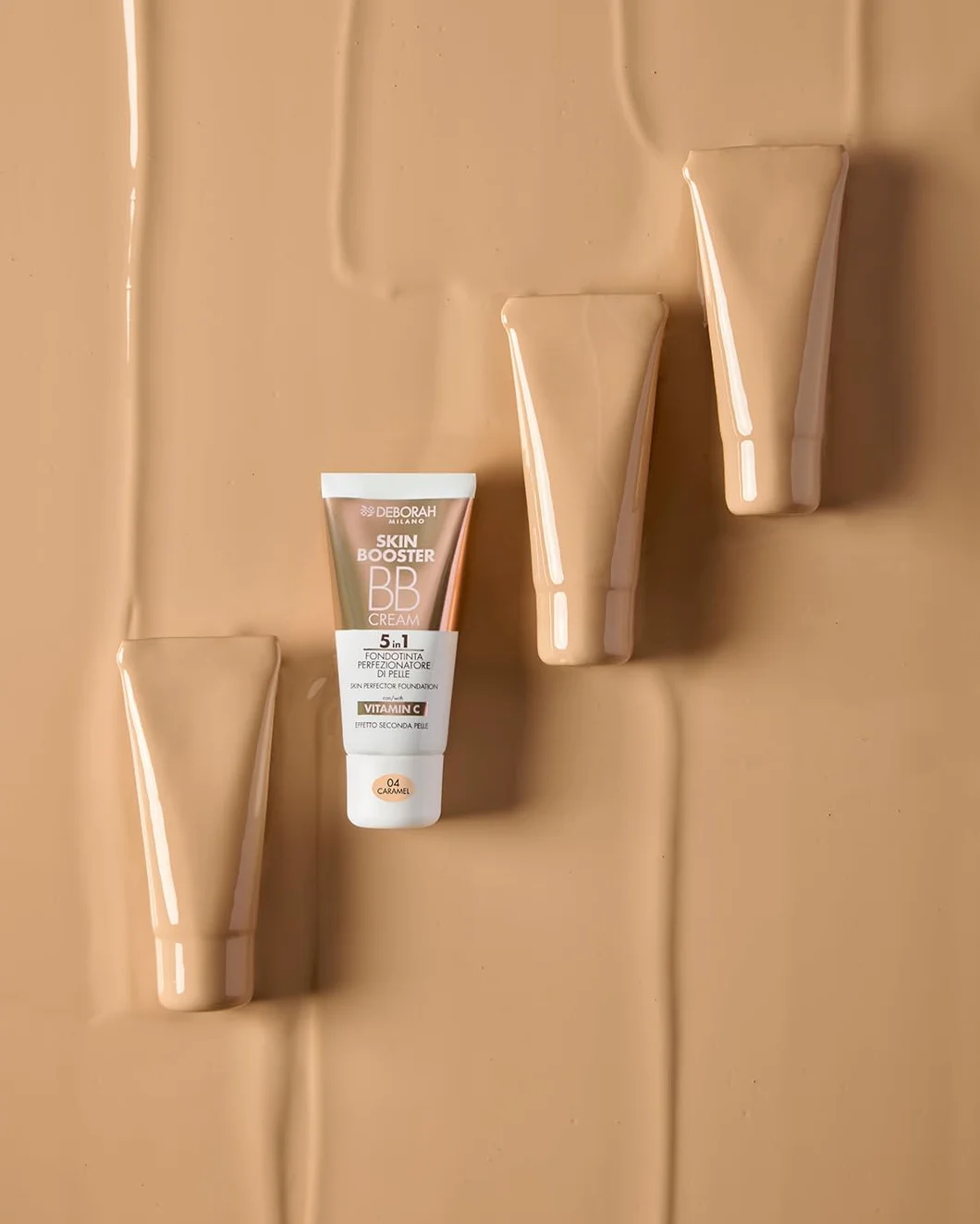 Deborah Milano BB Cream Skin Booster, nr 04 Caramel, SPF 15, z witaminą C, kolorowy krem do twarzy, efekt drugiej skóry, 30 ml