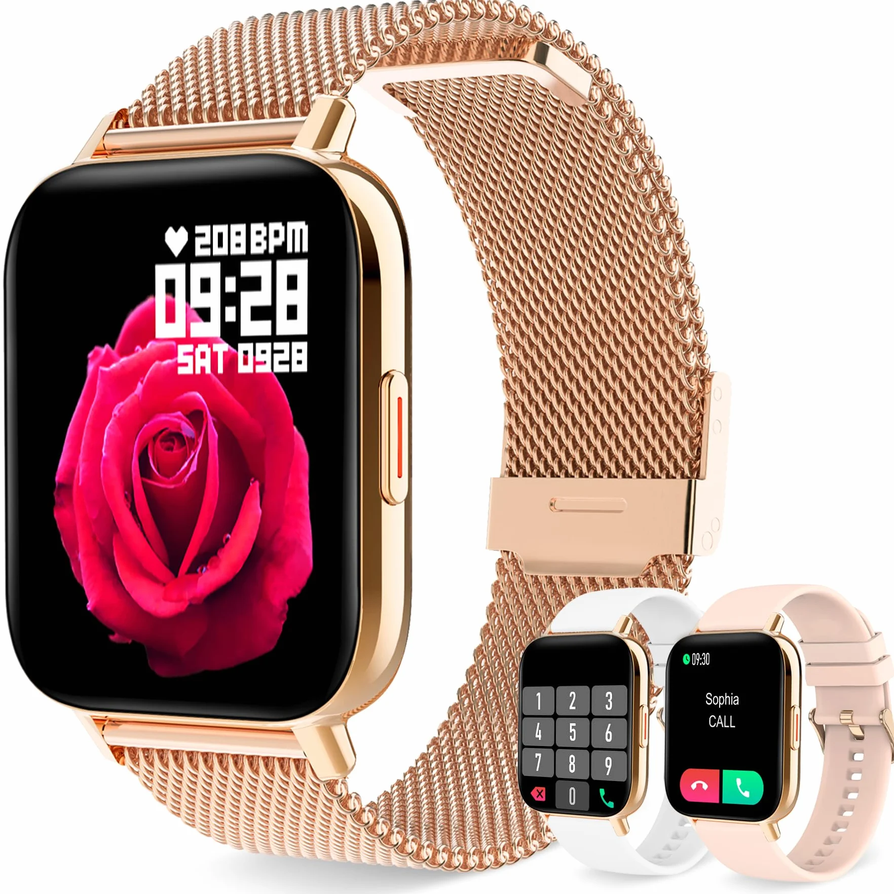 Zegarek damski Smartwatch Smart Watch z powiadomieniami o wiadomościach, pomiar tętna, sen, spO2, zegarek fitness z krokomierzem, 8 sportowych, zegarek cyfrowy dla systemu Android iOS