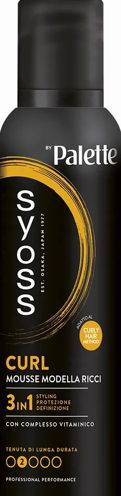 Syoss Paleta Curl Mousse Model Curl 250 ml, pianka do włosów kręconych 3 w 1, która stylizuje, chroni i naprawia, kręcone włosy z kompleksem witamin, odpowiednia do "Curly Hair Method"