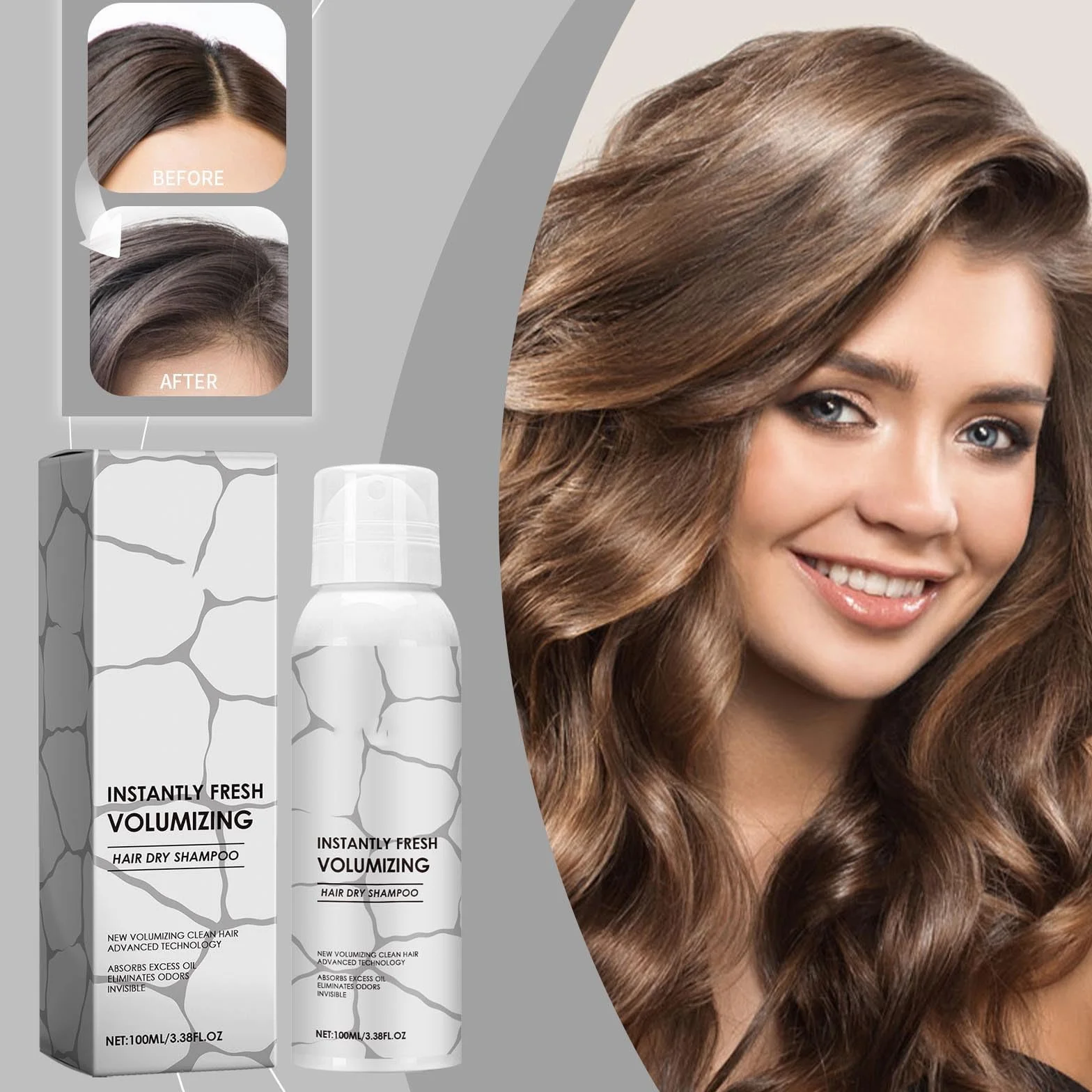 Suchy szampon, Instantly Fresh Volumising Hair Dry Shampoo Powder, Natural Volumising Spray do stylizacji, objętość włosów, odświeżający i nieścieralny (2,100 ml)