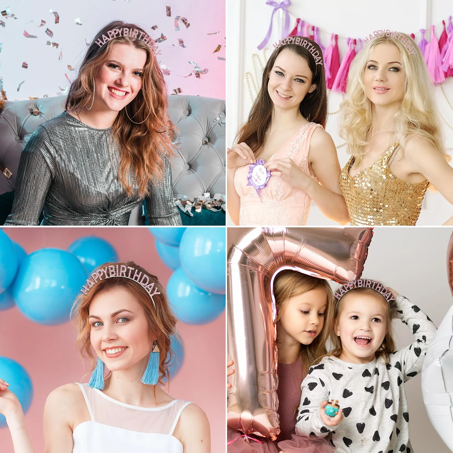Jeffdad Urodzinowa opaska na głowę dla dziewczynki urodziny korona tiara dla kobiet 'Happy Birthday' akcesoria dla kobiet dziewczyn przyjęcie urodzinowe dekoracje