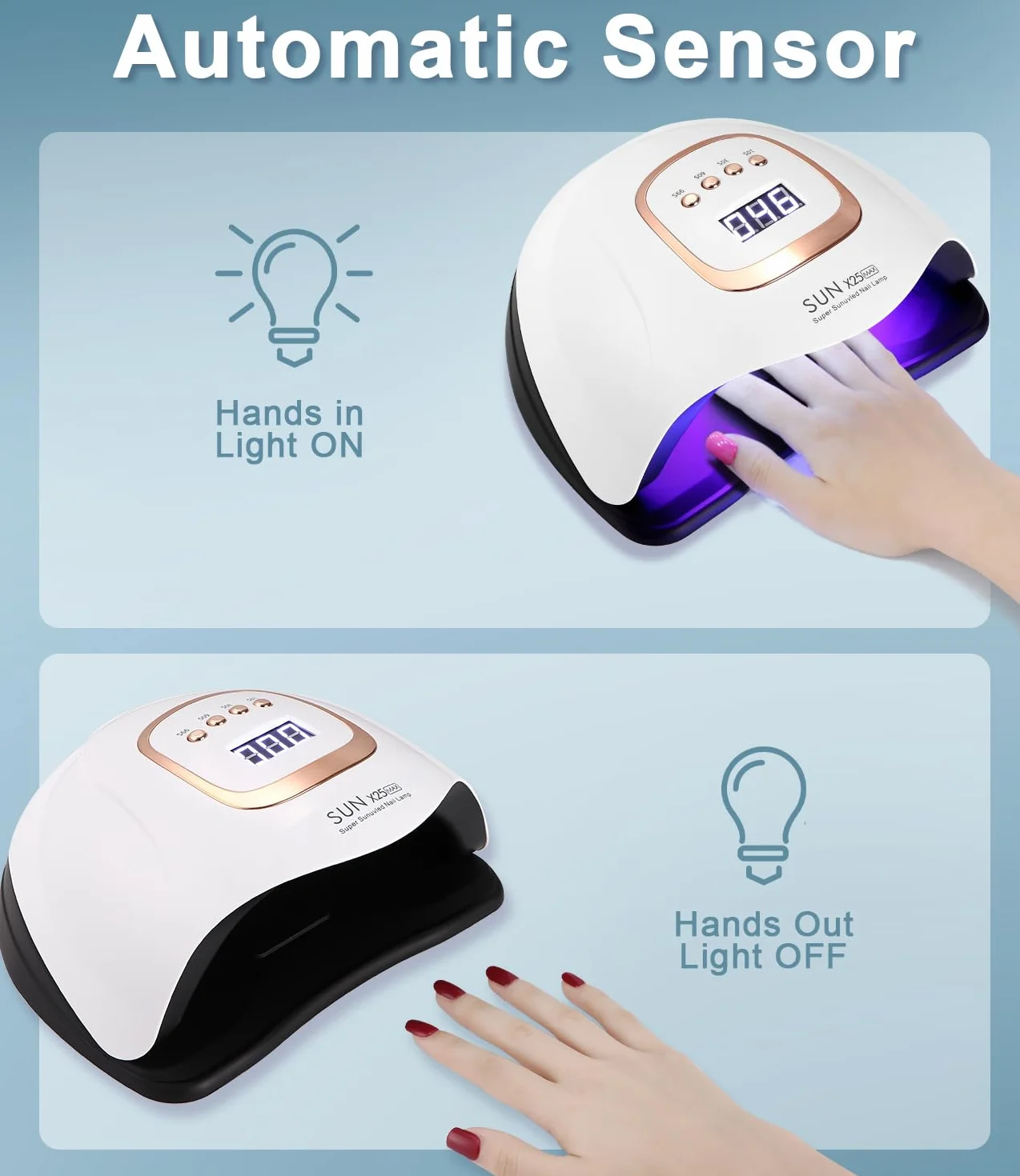 Lampa UV LED, 380 W, profesjonalna lampa LED 81 kulek, półtrwała szybka pielęgnacja pedicure do wszystkich lakierów do paznokci, automatyczny czujnik manicure w domu i salonie