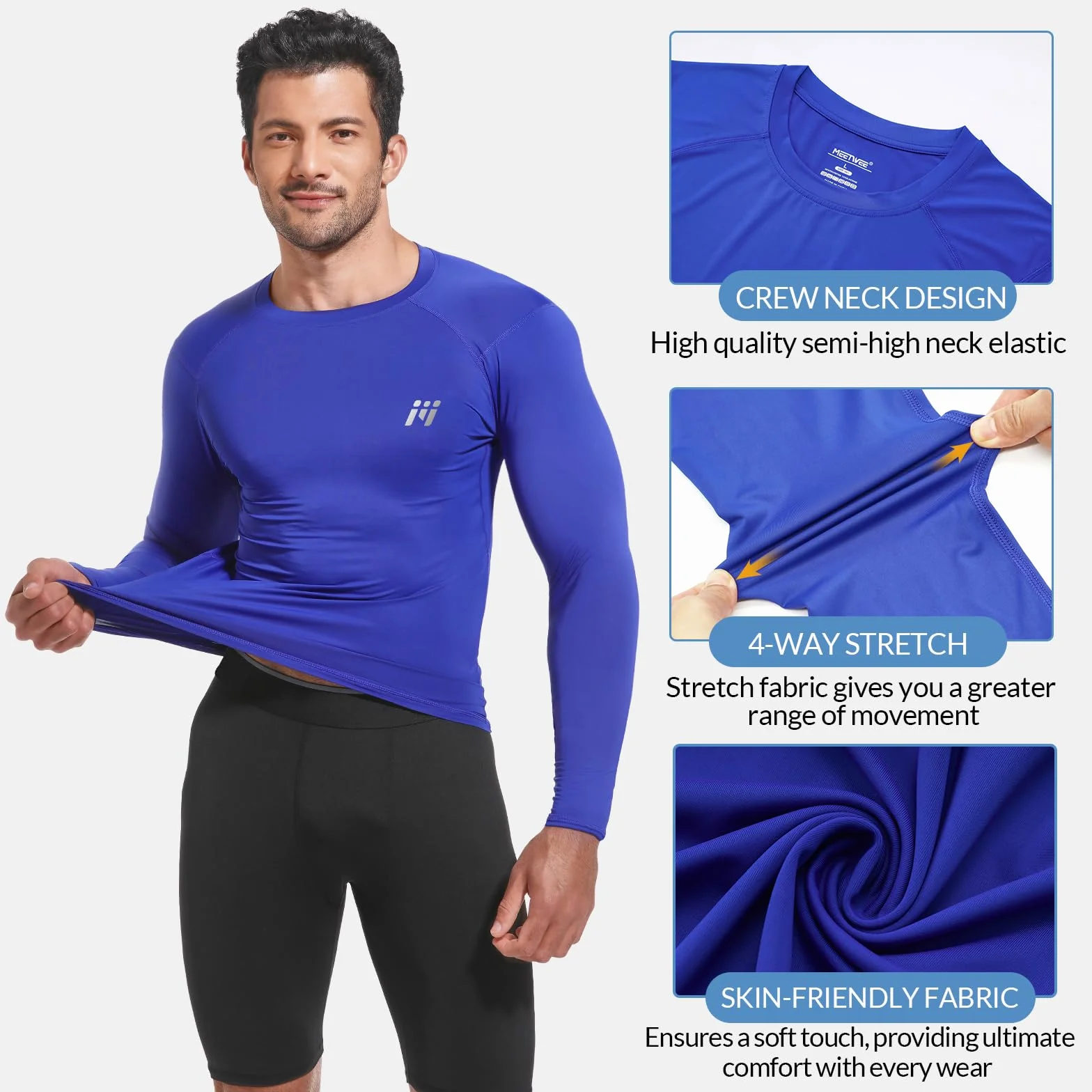 MEETWEE Rashguard męska koszulka kąpielowa z długim rękawem, ochrona UV UPF 50+, szybkoschnąca, oddychająca tkanina kompresyjna do surfingu