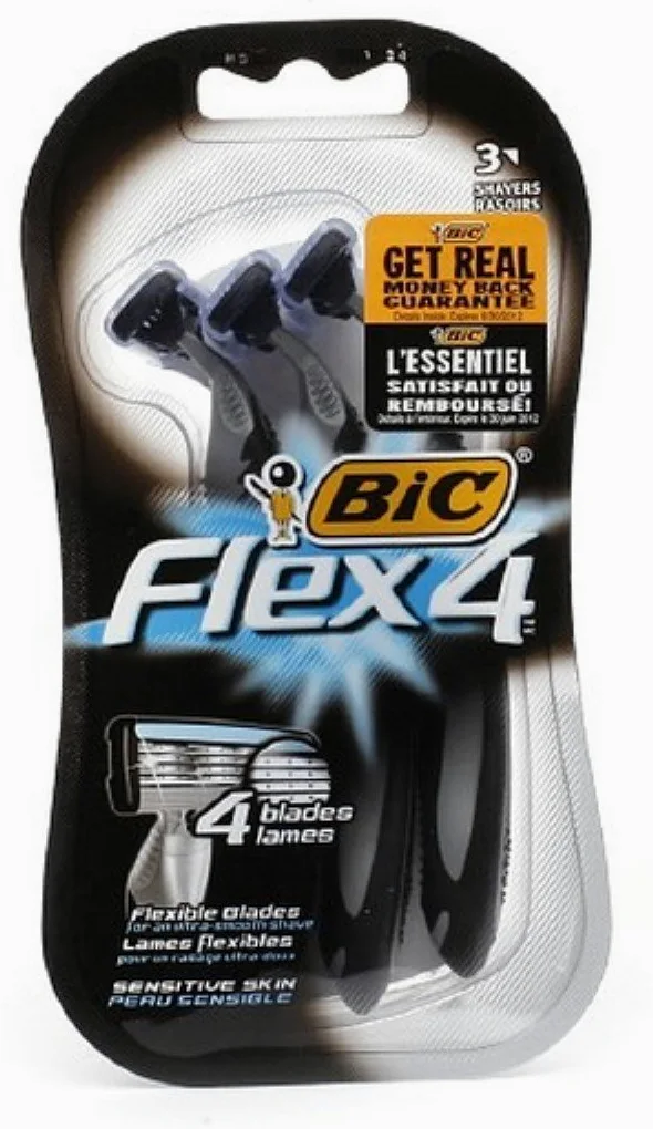 BIC Flex 4 jednorazowa maszynka do golenia, męska, 3 sztuki (opakowanie 3 szt.)