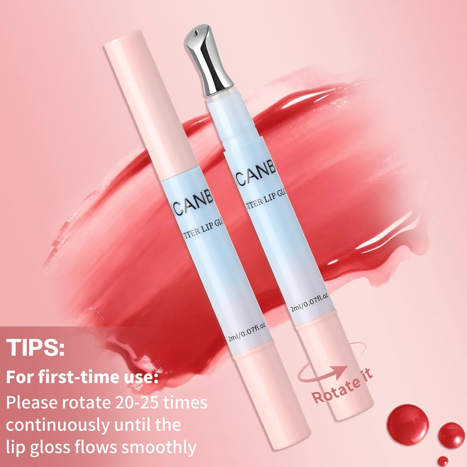 UCANBE Butter Lip Gloss: Nawilżająca i odżywcza pomadka do ust, metalowa końcówka, lekka, nieprzywierająca, miękka, błyszcząca (01 Transparent)