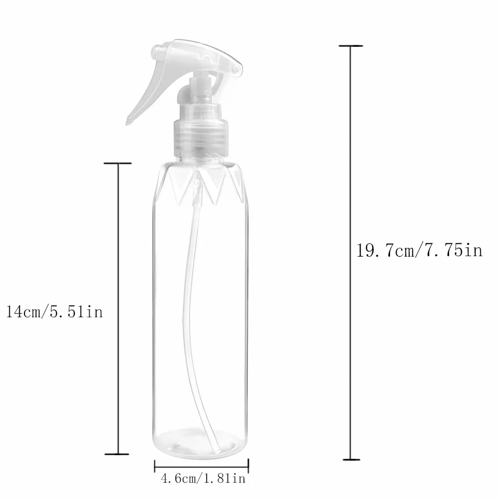 Rozpylacz, butelka z rozpylaczem, 5 szt., 200 ml, tworzywo sztuczne, przezroczyste, puste butelki z rozpylaczem, czarne butelki z rozpylaczem do roślin, opryskiwacza do roślin, włosów