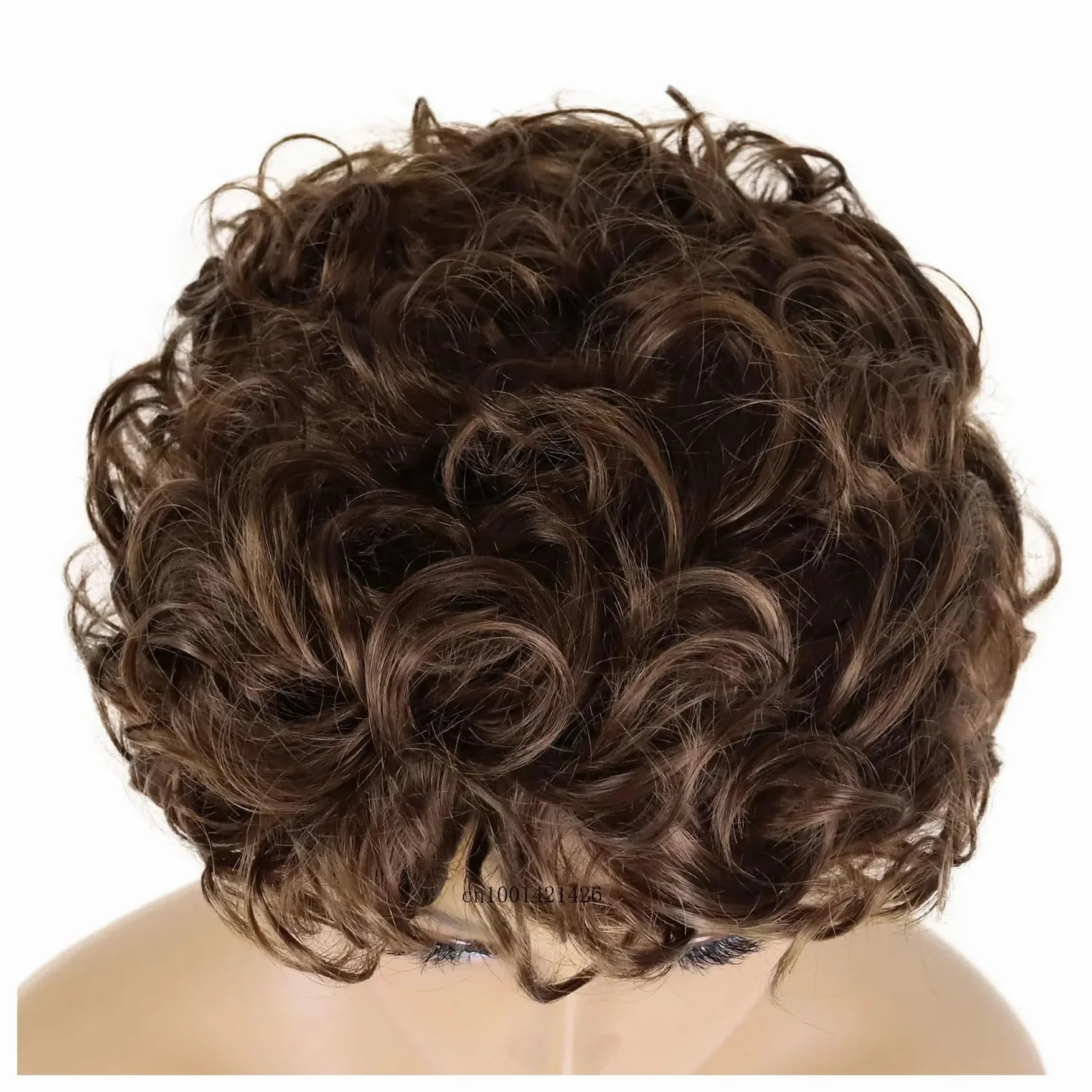 1 szt. Czarna peruka z kręconymi włosami dla kobiet Krótkie brązowe peruki syntetyczne Damskie fryzury Casual Style Zamiennik Afro loki Natural Mommy Soft