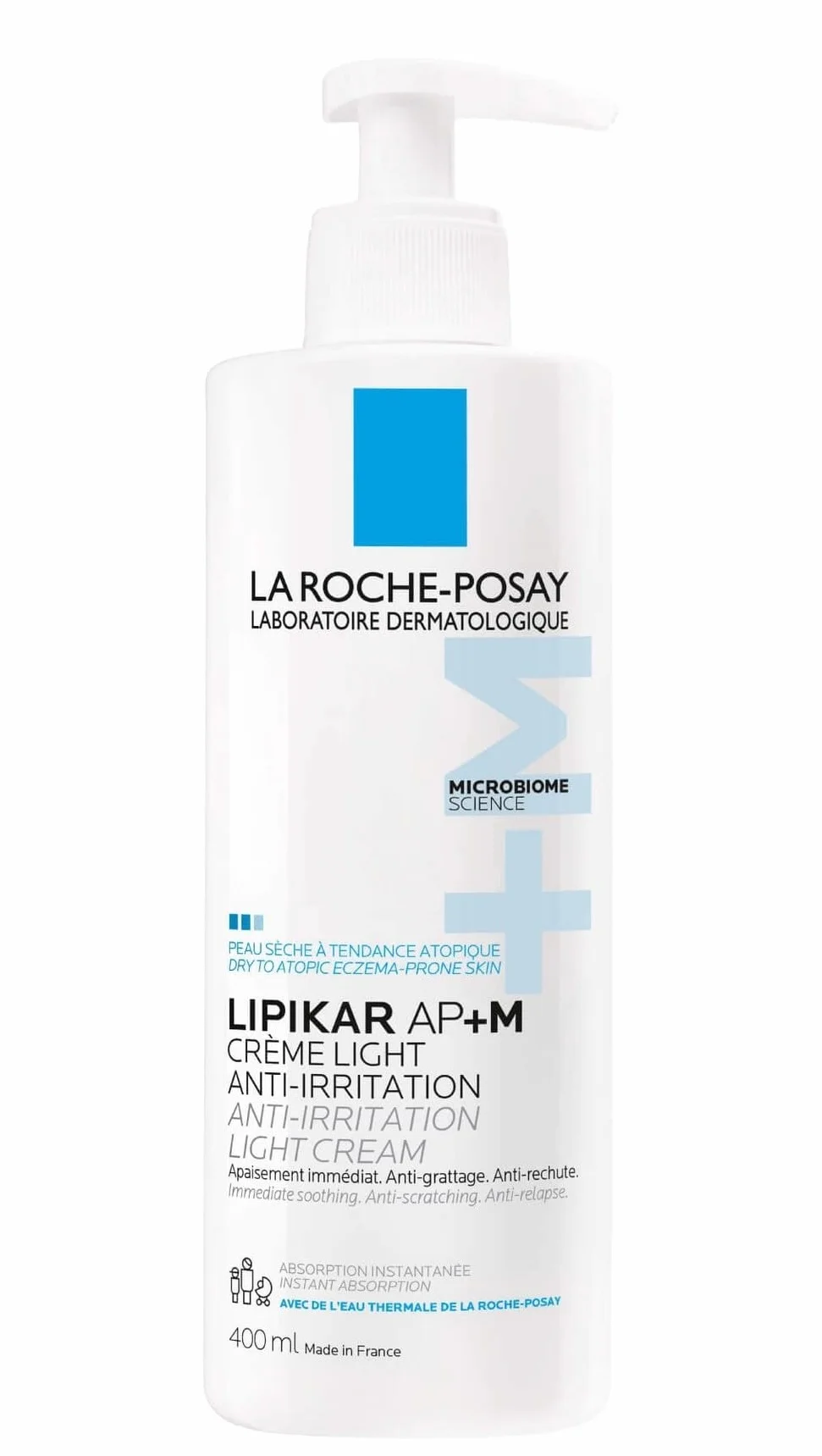 La Roche Posay Lipikar Baume Light AP+M, do suchej skóry z tendencją atopową, kojącym i przeciwpodrażnieniowym, natychmiastowa ulga w swędzeniu, z wodą Posae+ i mikrożywicą, 400 ml