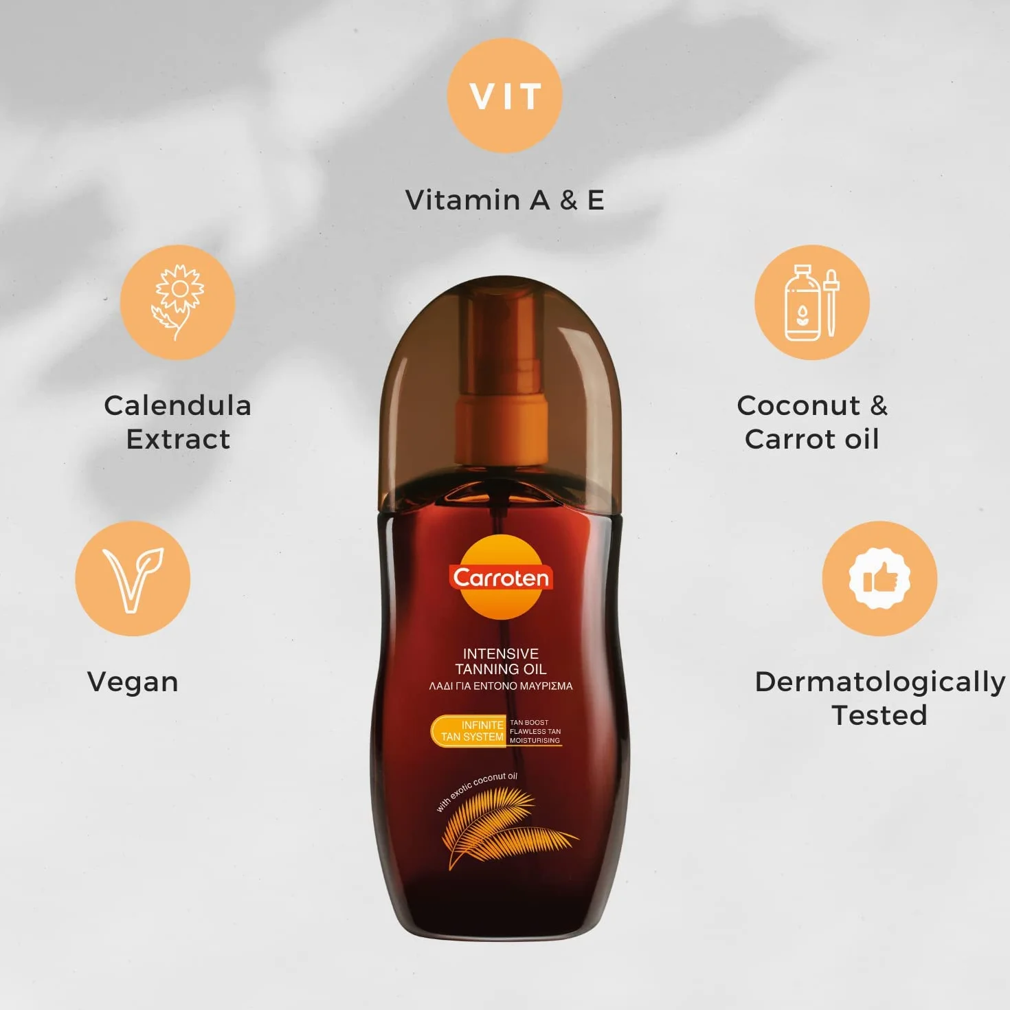 Carroten Intensive Tanning Oil 250 ml (2 sztuki) – przyspieszacz opalania z olejkami marchewkowymi i kokosowymi – wegański olejek do opalania z witaminami A & E