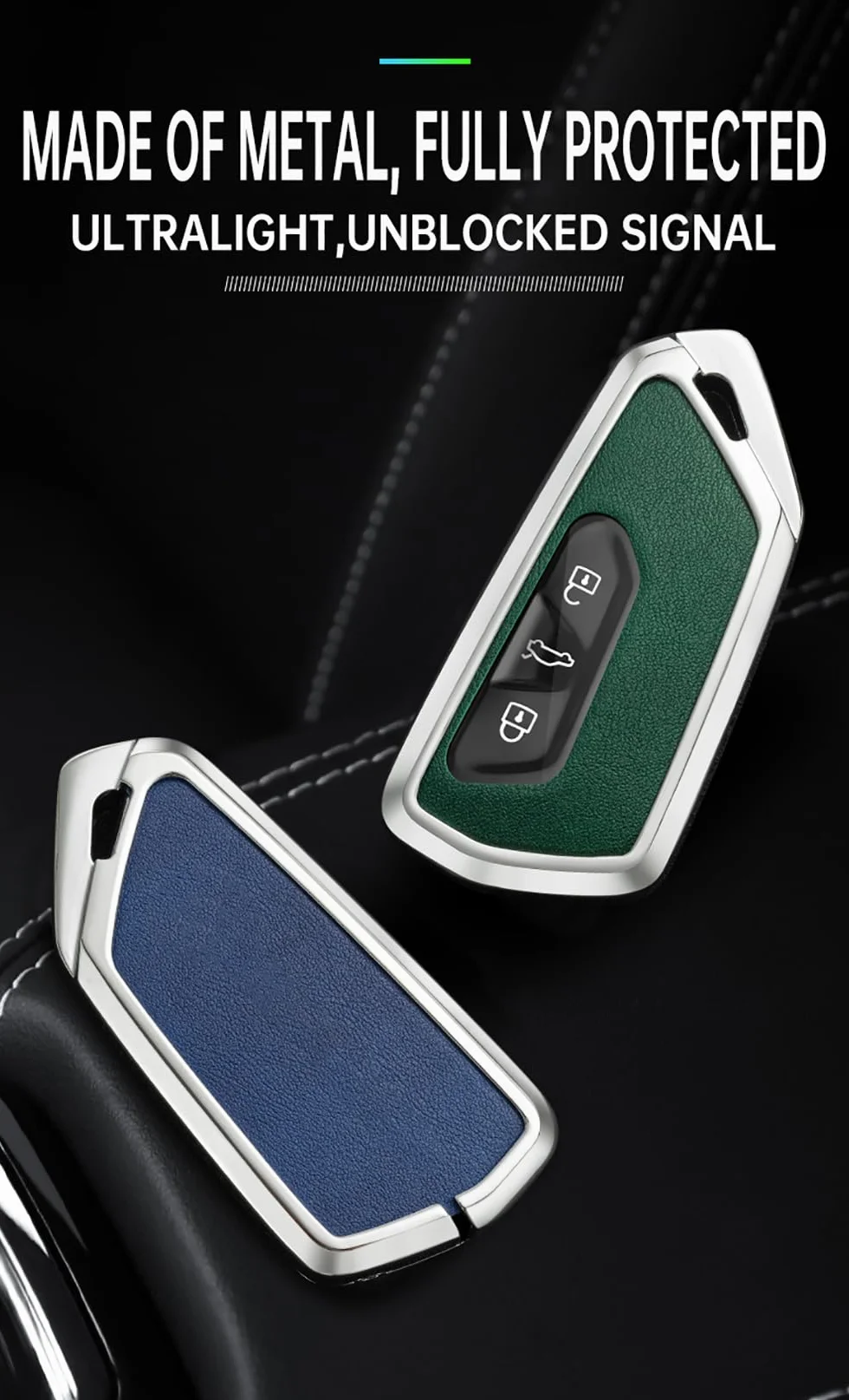 ontto Etui na kluczyki samochodowe, pasuje do Skoda Octavia A8 MK8, Seat, Leon, FR, MK4, Cupra, Formentor, do VW Golf 8 ID.6, etui na klucze, metalowe, z breloczkiem do kluczy