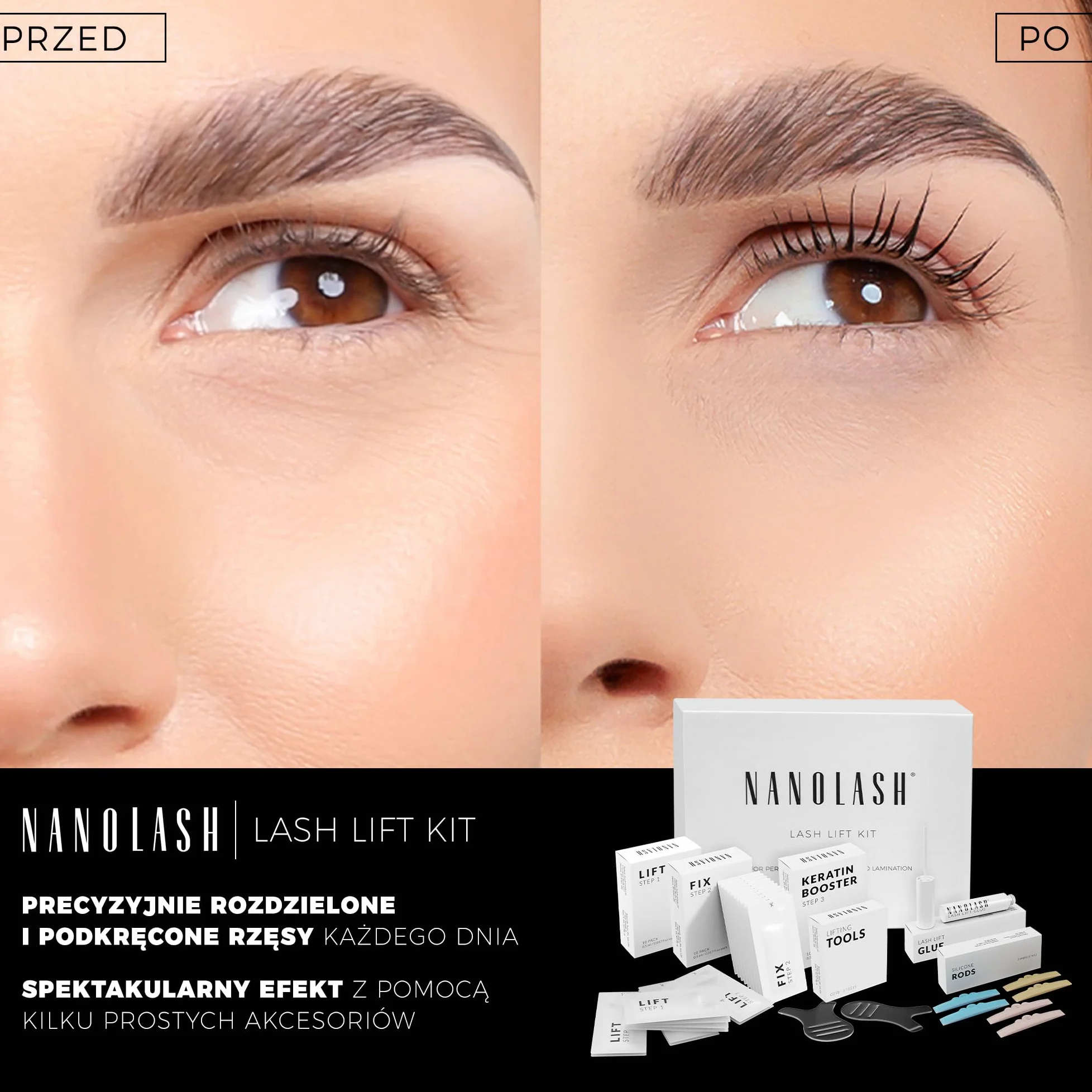 Nanolash Zestaw do liftingu i laminacji rzęs profesjonalny DIY do domu i salonu