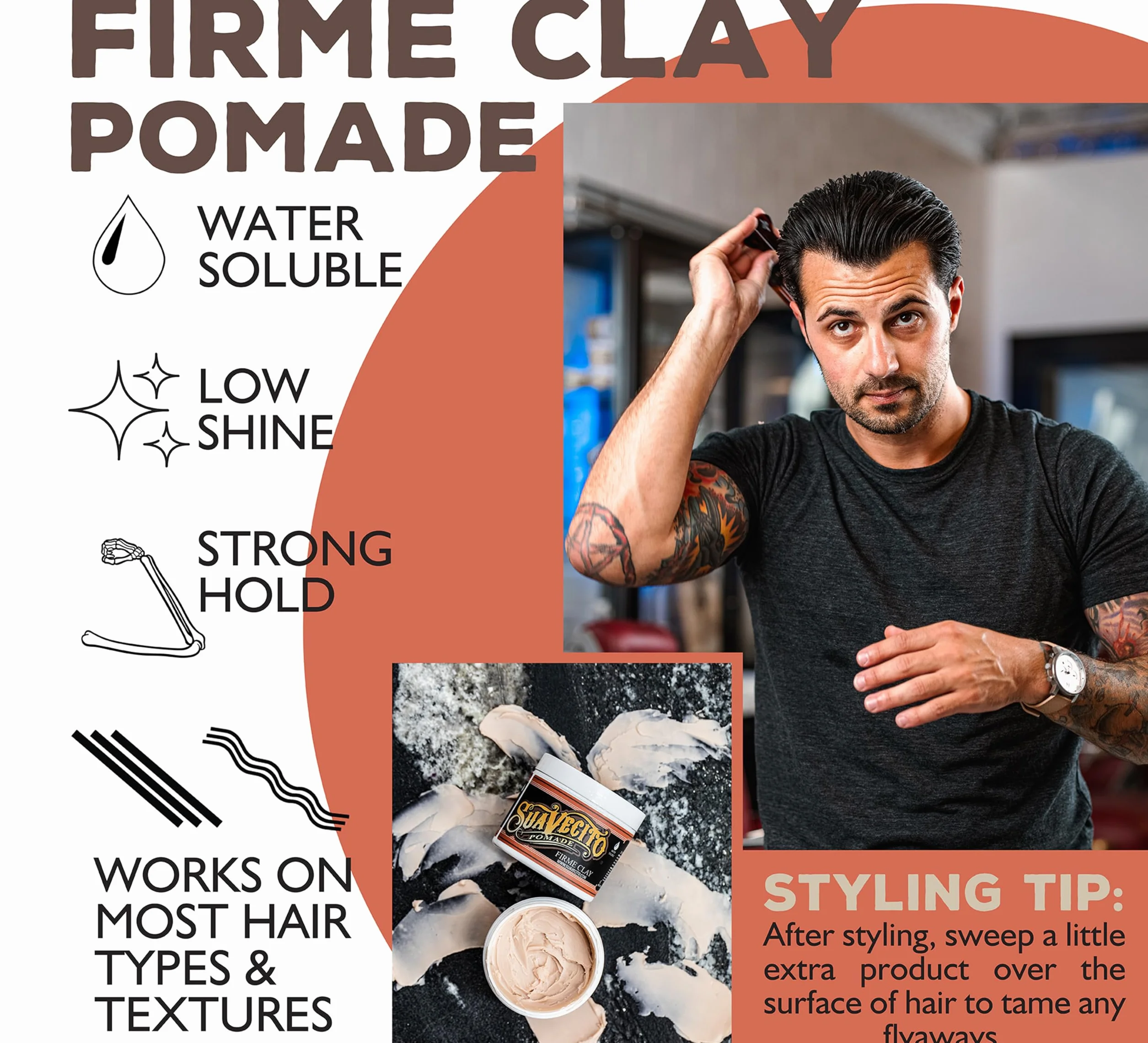 Suavecito - Clay Pomade - Glinka do włosów 113g