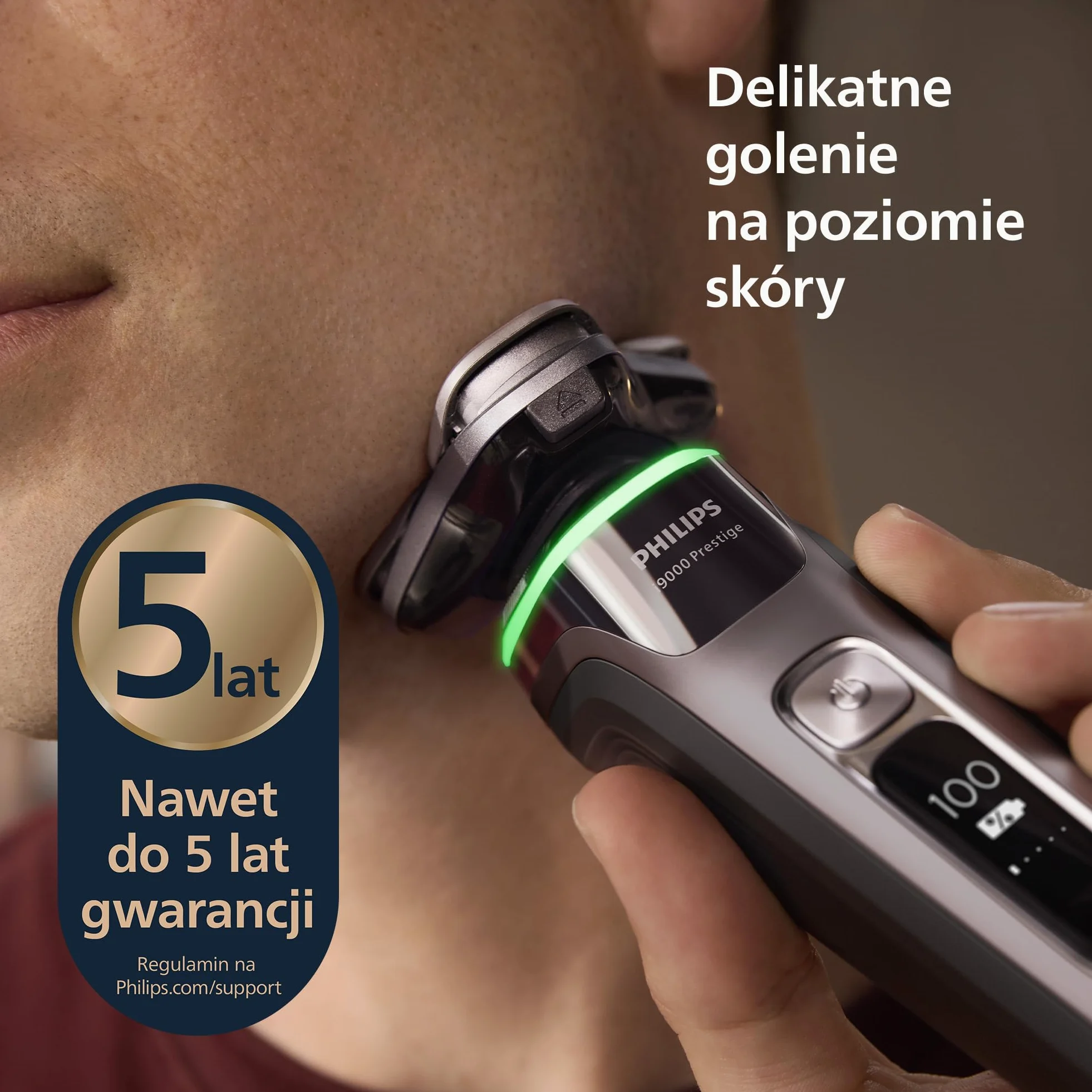 Philips Shaver i9000 Prestige, golarka elektryczna do golenia na sucho i mokro z technologią Skin IQ, System Triple Lift & Cut, podwójne ostrza SteelPrecision 360º, stylizator brody, Model XP9202/33