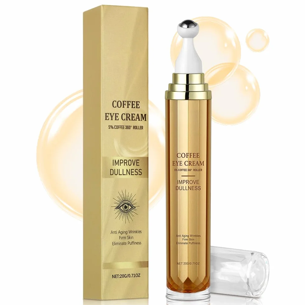 Serum do oczu dla mężczyzn i kobiet, 20 g płynów z kofeiną do oczu, serum do konturowania oczu z aplikatorem w rolce do rozjaśniania worków i cieni, przeciw starzeniu się (1 szt.)