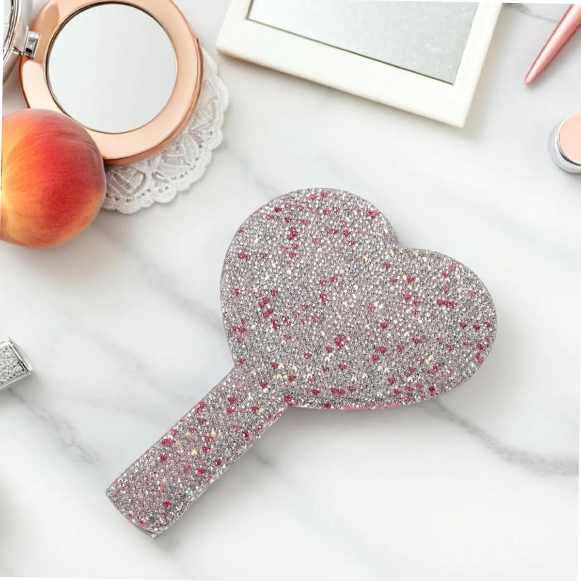 PACKOVE 2 Sztuki Lustro Ręczne w Kształcie Serca Mini Lusterko Kompaktowe
