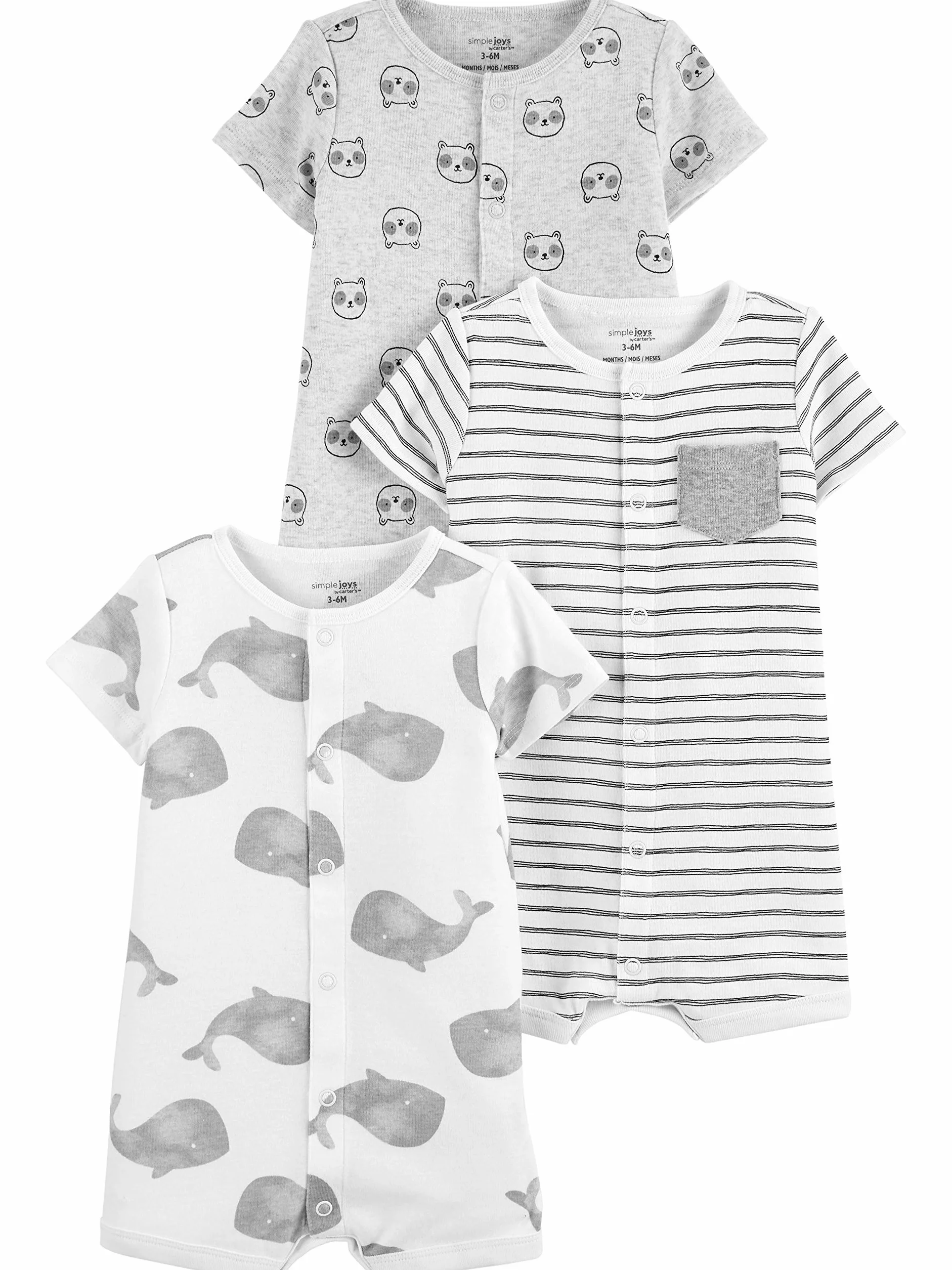 Simple Joys by Carter's Unisex-baby 3-pak neutralny kombinezon typu snap-up