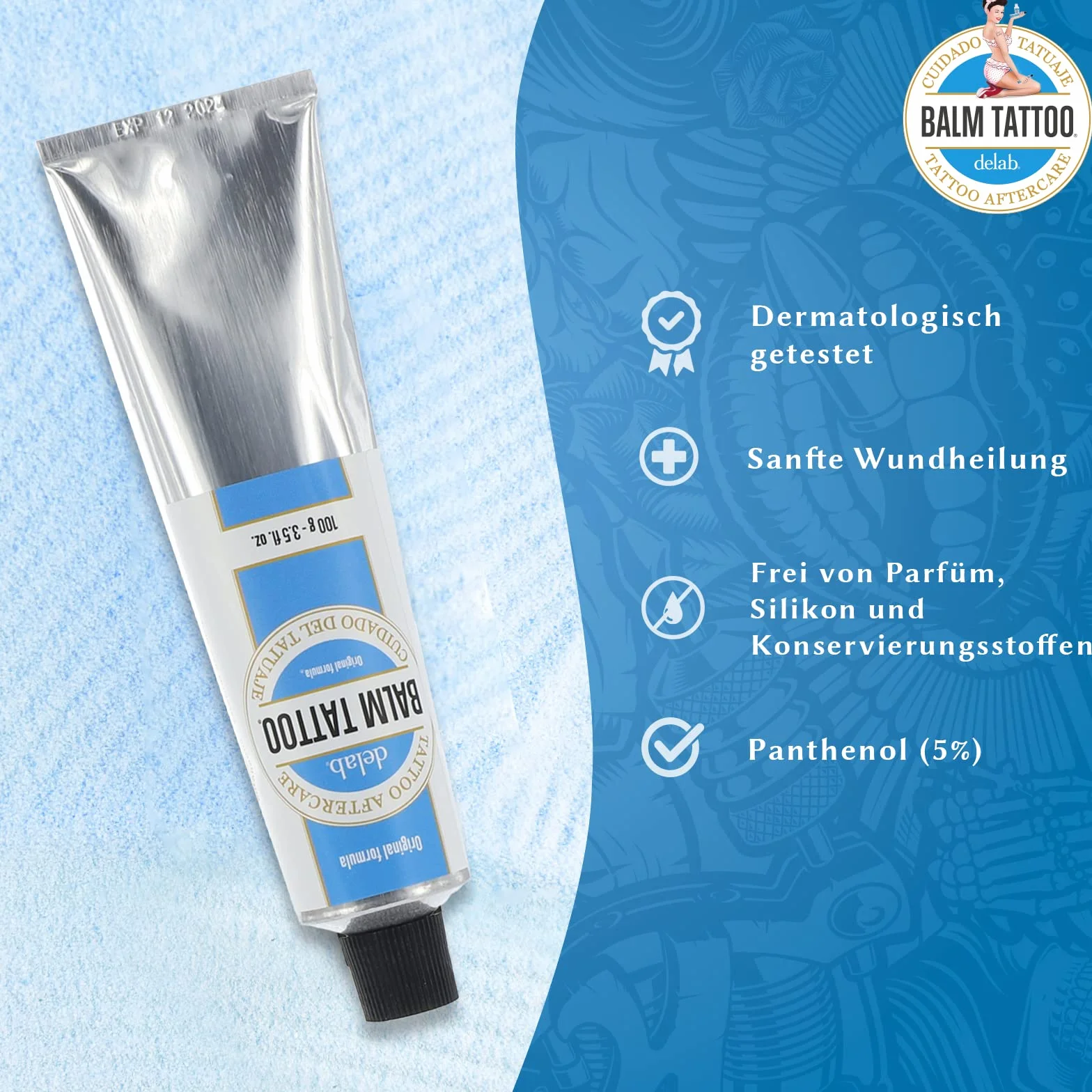 Balm Tattoo Oryginalny krem do tatuażu 100 g - Linia szybkiego wchłaniania Aftercare - Ułatwia gojenie się tatuażu i gojenie się tatuażu - Wspomaga wyraźne rezultaty