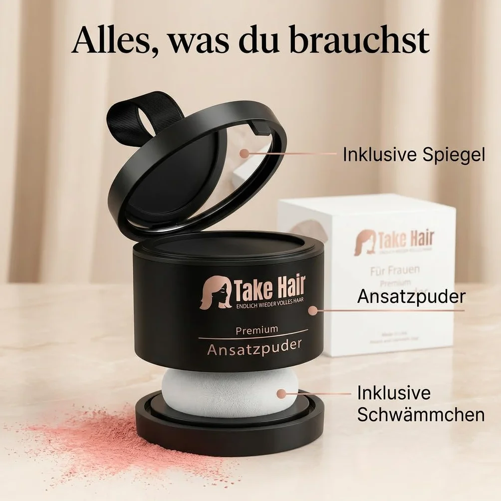 Take puder do odrostu włosów dla kobiet – puder do włosów przeciw siwym włosom zakrywania i zakrywaniu linii włosów – wodoodporny makijaż do zagęszczania włosów (średni brąz)