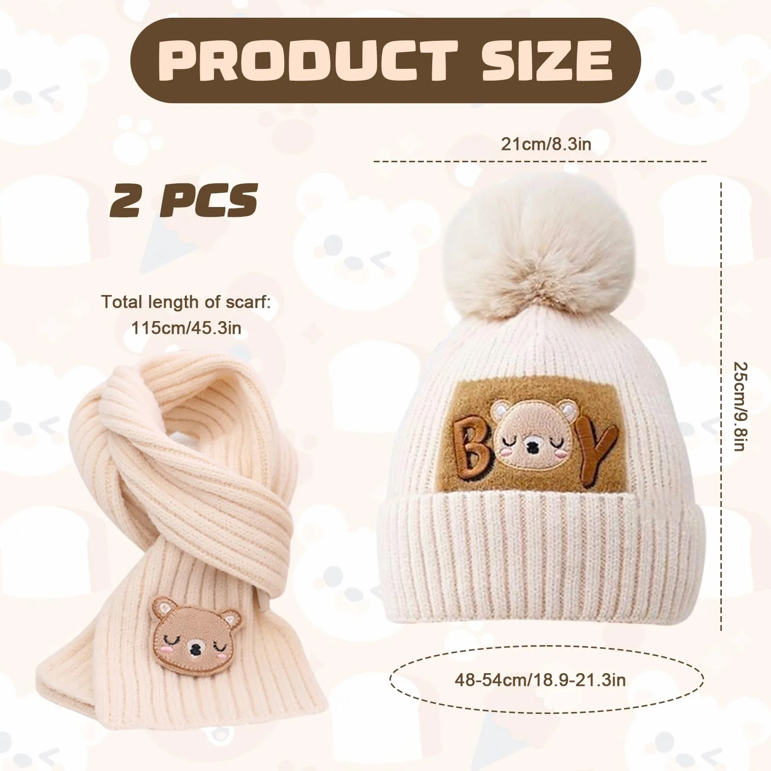 Dzianinowa czapka zimowa dla dzieci, zestaw szalików, czapka zimowa, czapka beanie, szalik, ciepła czapka ocieplająca szyję z grubej polarowej podszewki, czapka z dzianiny