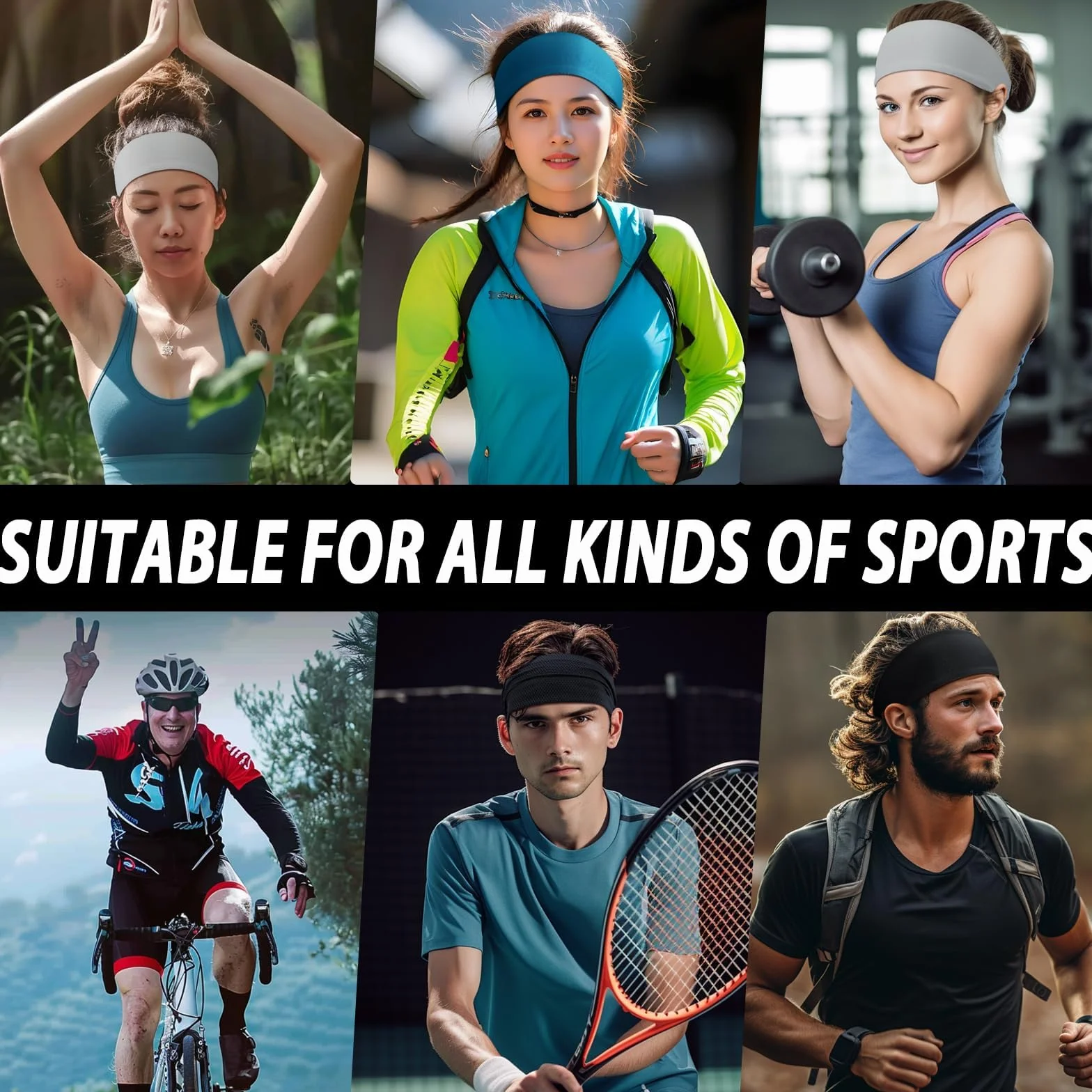 Sportowe opaski na czoło dla kobiet i mężczyzn, antybakteryjna opaska przeciwpotowa na czoło, elastyczna, antypoślizgowa, do biegania, fitnessu, jogi, jazdy na rowerze, koszykówki