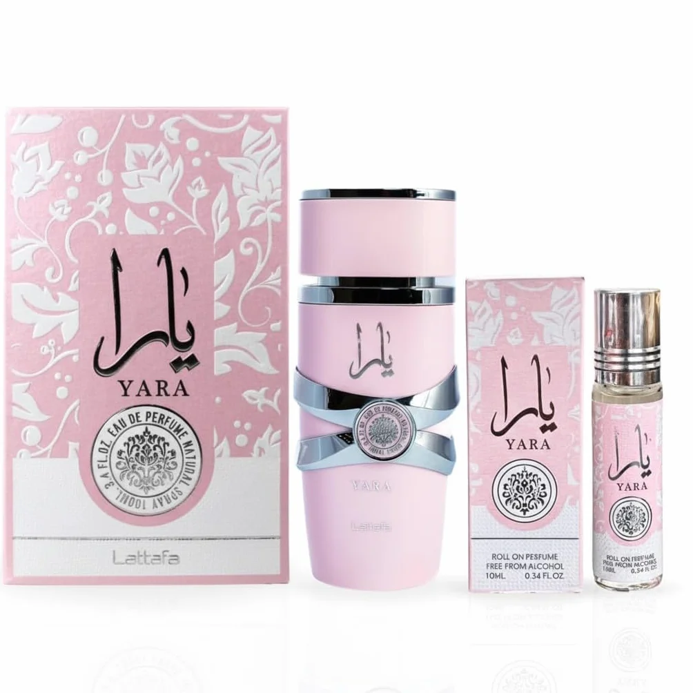 Lattafa Yara 2-częściowy zestaw perfum dla kobiet woda perfumowana spray + koncentrat olejku 0,34