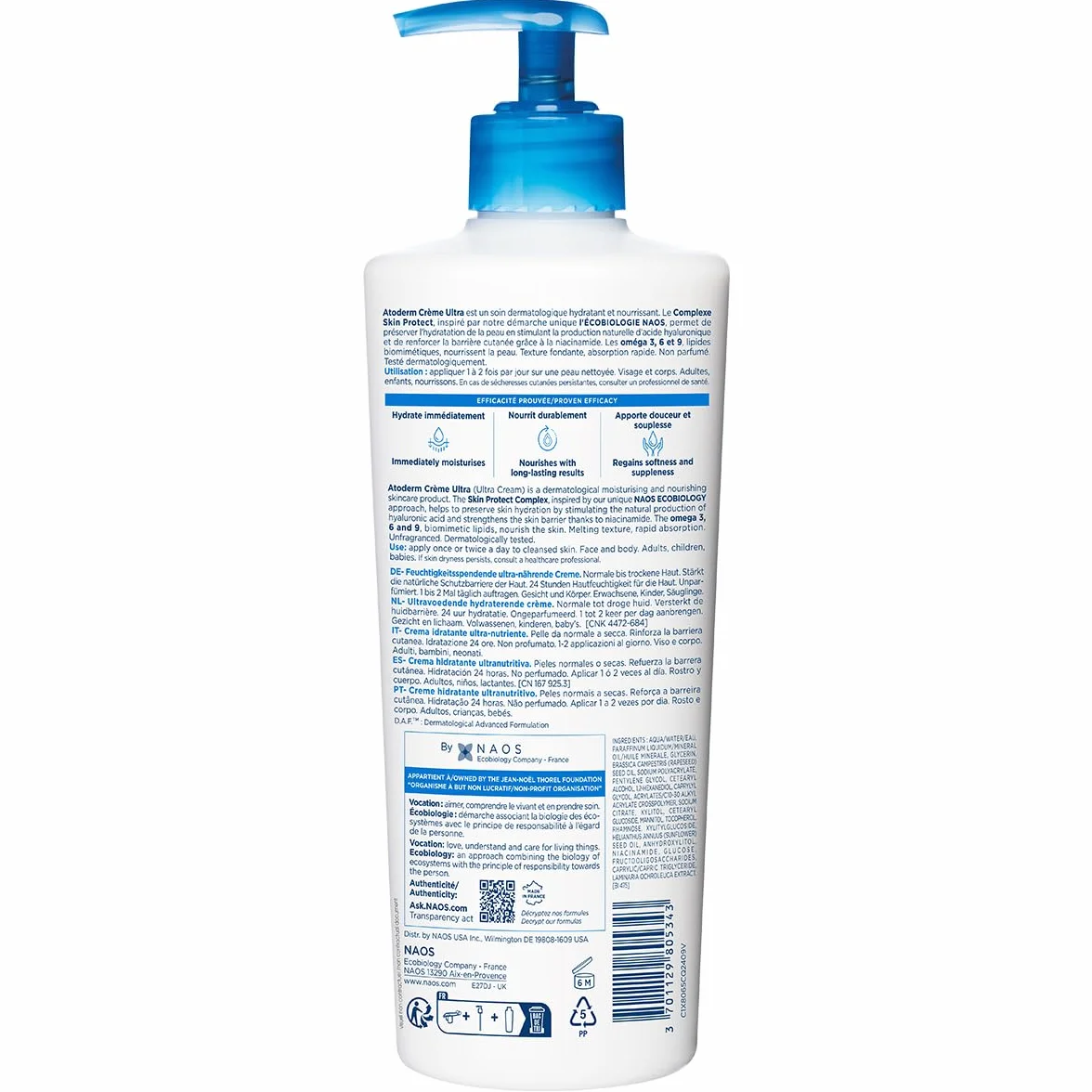 BIODERMA Atoderm Ultra Cream 500 ml - Codzienne nawilżenie dla skóry wrażliwej suchej