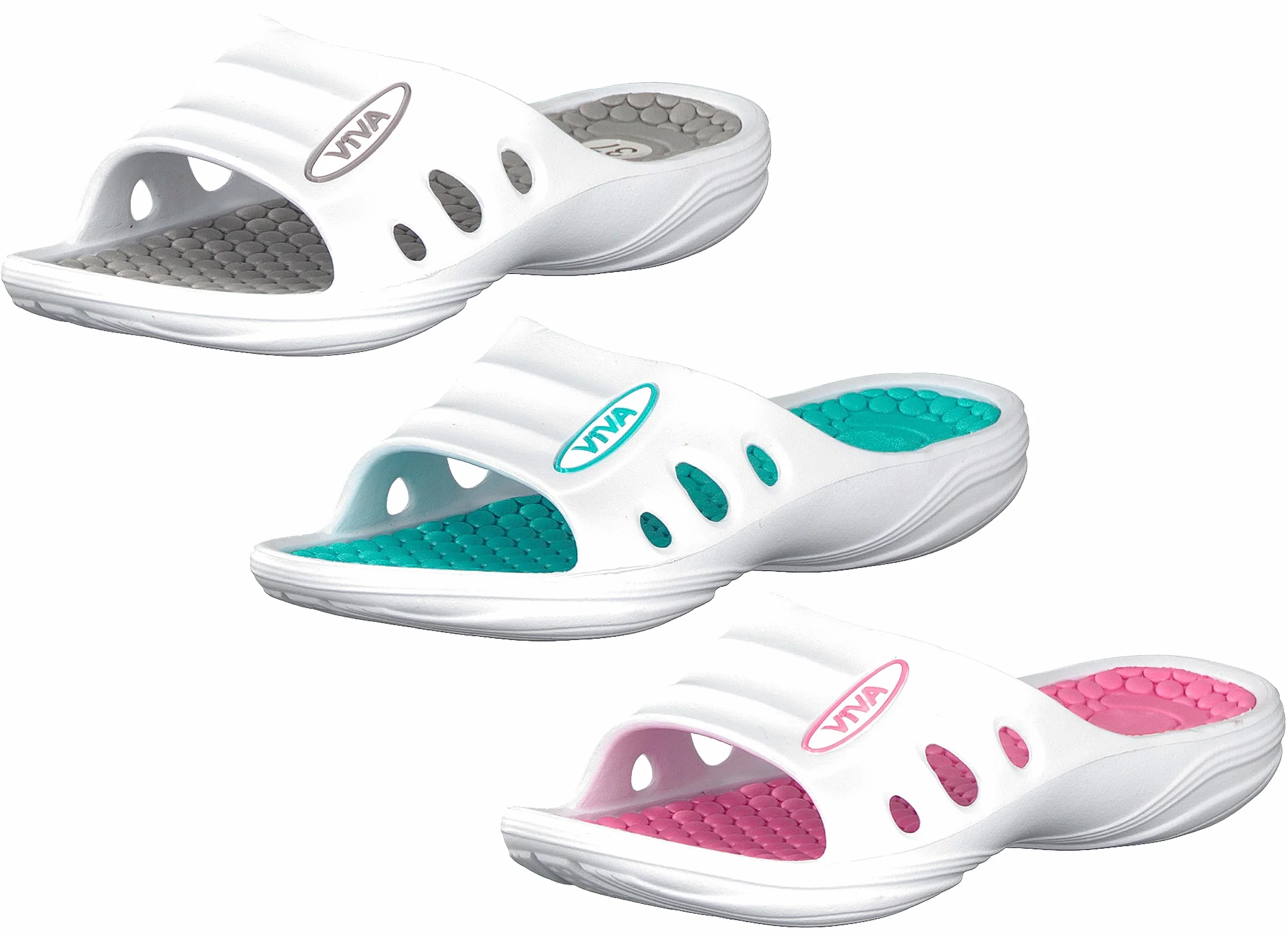 Brandsseller Damskie buty kąpielowe, klapki kąpielowe, buty plażowe, kolory: biały/koralowy, biały/jasnoszary, biały/turkusowy, rozmiar: 36-41