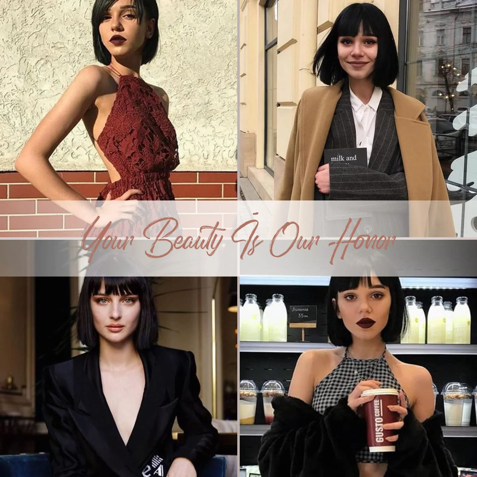 HAIRCUBE Krótkie peruki bob dla kobiet z naturalnego włókna syntetycznego odporne na ciepło impreza/cosplay/odzież/codzienna peruka (czarna)