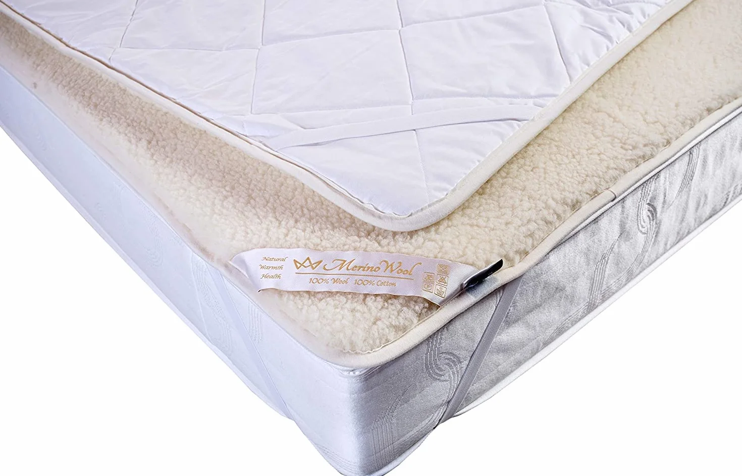 Merino Wool Bedding naturalny podkład wełniany na materac merynos, wełna owcza podszyty bawełną rozmiar 140/200cm