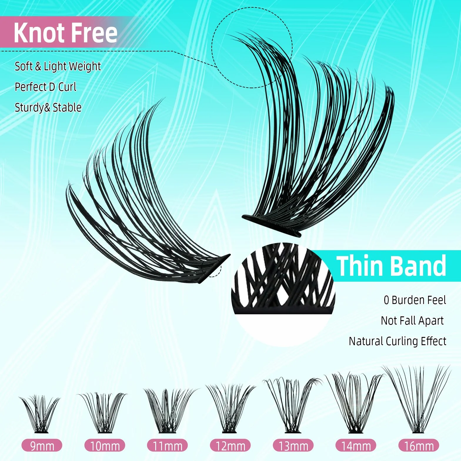 Zestaw do przedłużania rzęs 280 kępek 30D 40D z Lash Bond & Seal, pęsety (D-Mix9-16mm Kit)