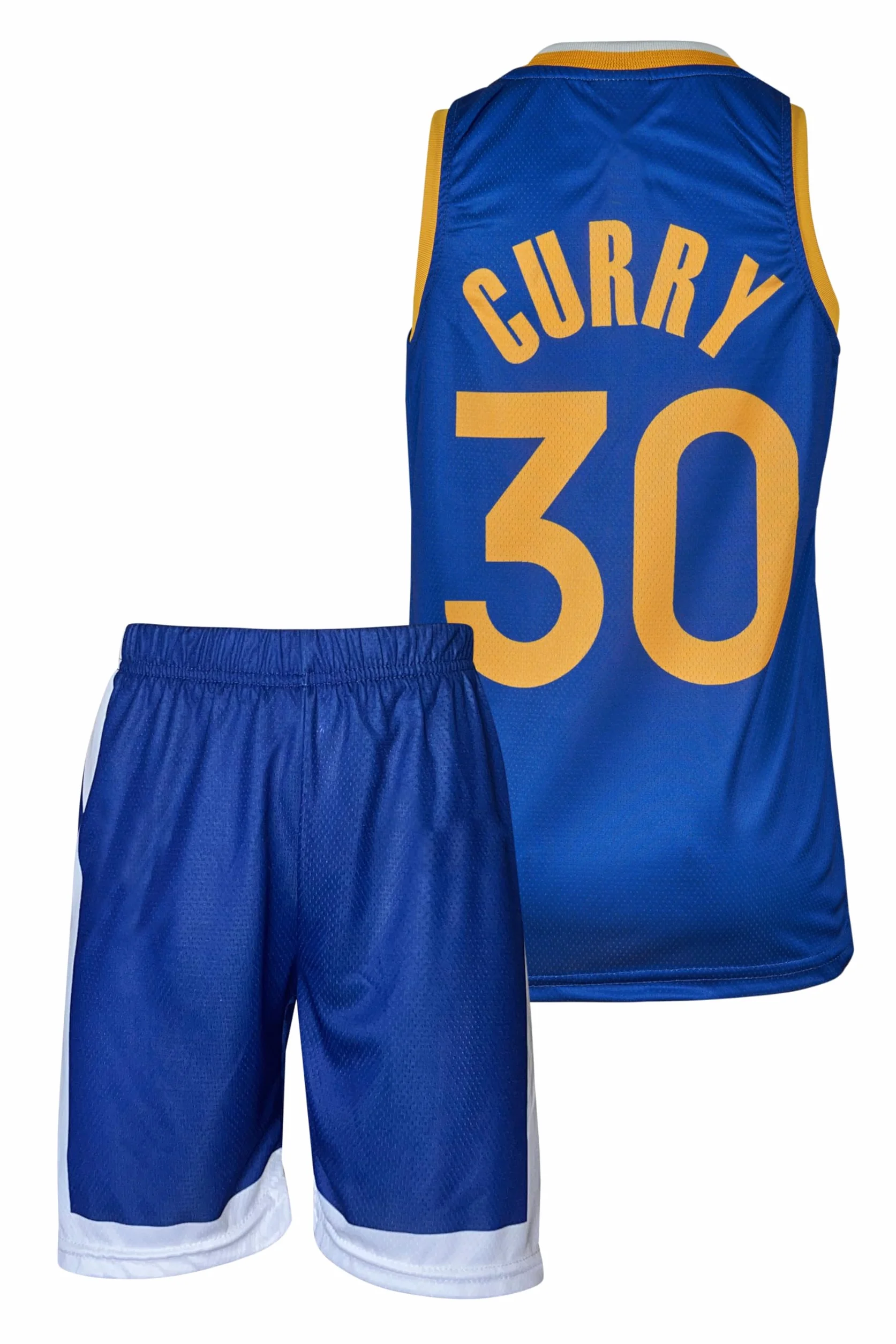 Warriors Stephen Curry dziecięca koszulka do koszykówki, zestaw do montażu, kolor czarny, niebieski, w zestawie z szortami, dla fanów koszykówki (4-13 lat)