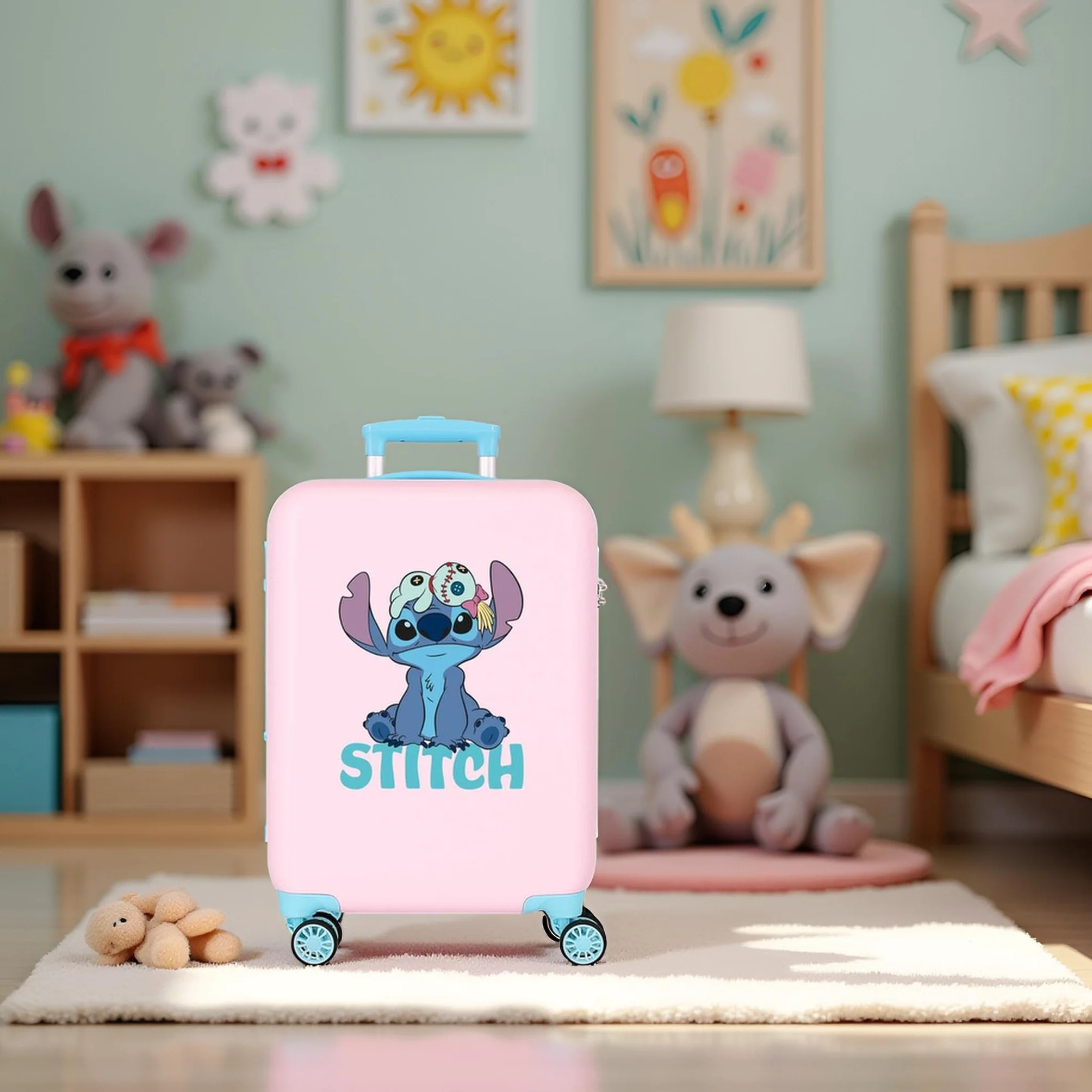 Joumma Disney Stitch różowa walizka kabinowa 38 x 55 x 20 cm sztywny 2 kg zamek szyfrowy z boku ABS 2 kg 35 l bagaż podręczny, Różowy kolor, Talla única, walizka kabinowa