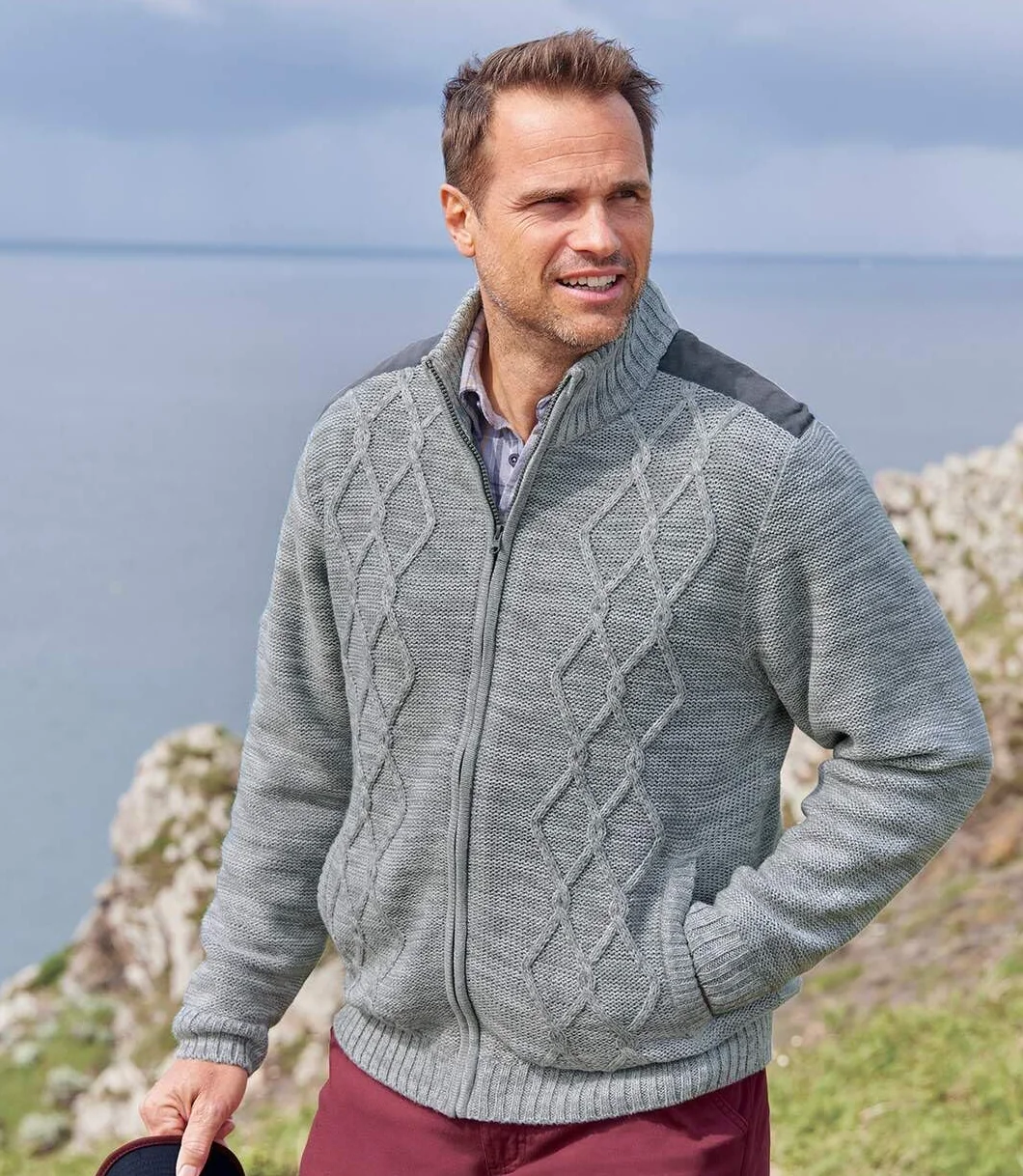 ATLAS FOR MEN - Kurtka z podszewką z polaru - Męska kamizelka z dzianiny - Dostępna w dużych rozmiarach od M do 5XL