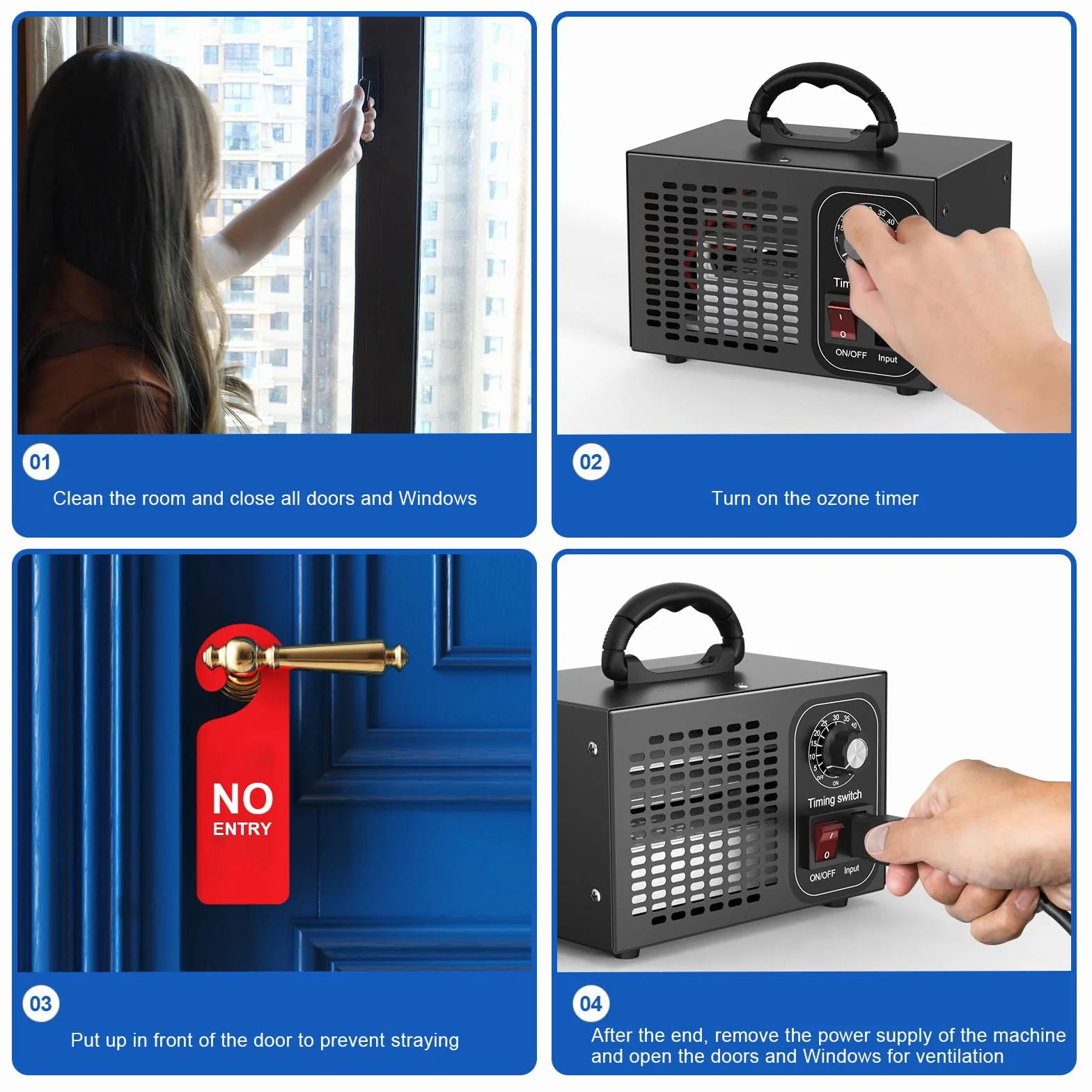 Generator ozonu 60 000 mg/h, ozonator O3, oczyszczacz powietrza z timerem do 60 min, do dezynfekcji klimatu, do samochodu, kolor czarny