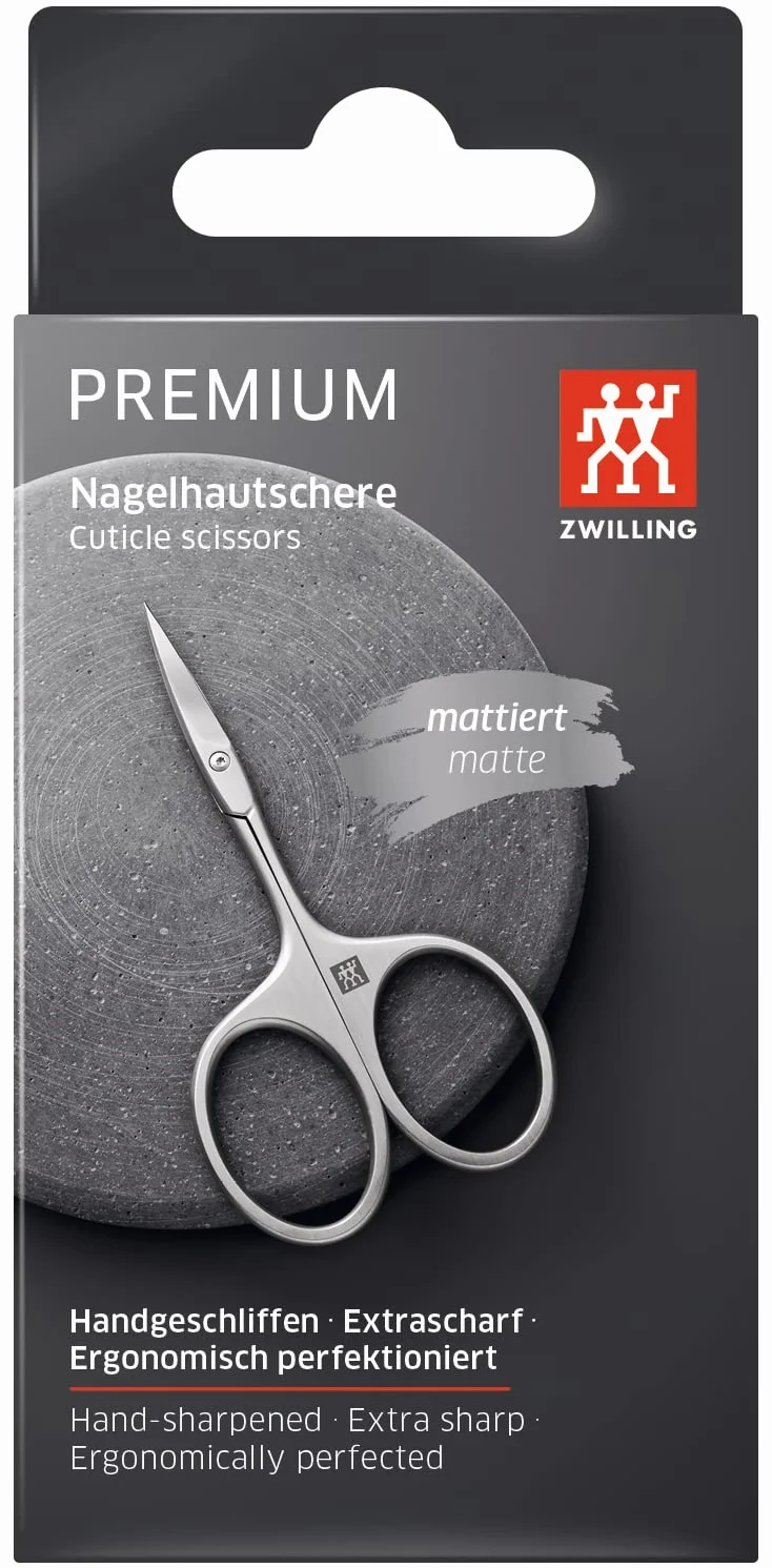 ZWILLING Nożyczki do skórek z końcówką wieżyczkową (do precyzyjnego wycinania skórek, bezpieczna pielęgnacja paznokci), premium, srebrne, 90 mm
