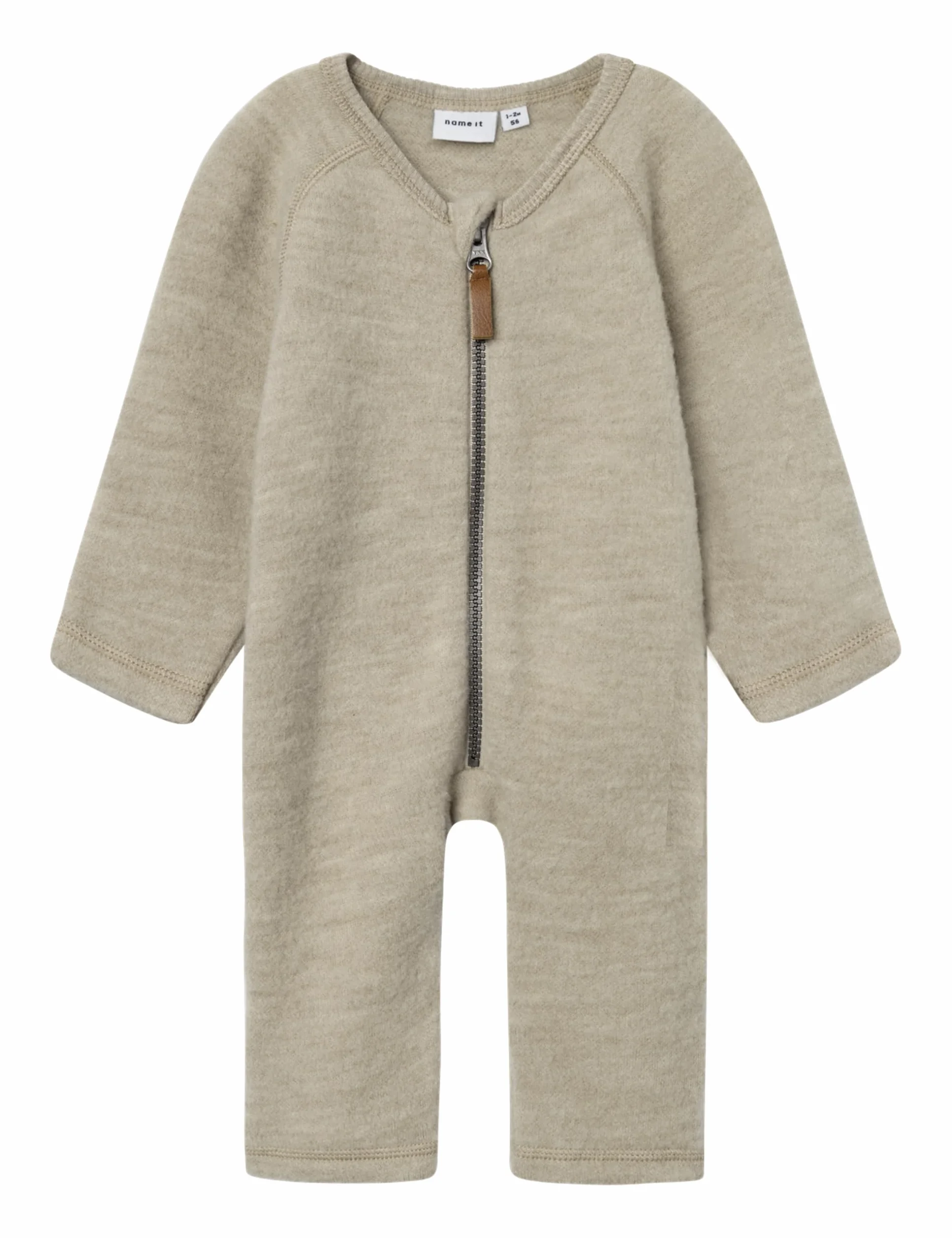 NAME IT Dziecięce śpioszki Nbfwmino Wool Bru Ls Suit Noos, beżowy, 62